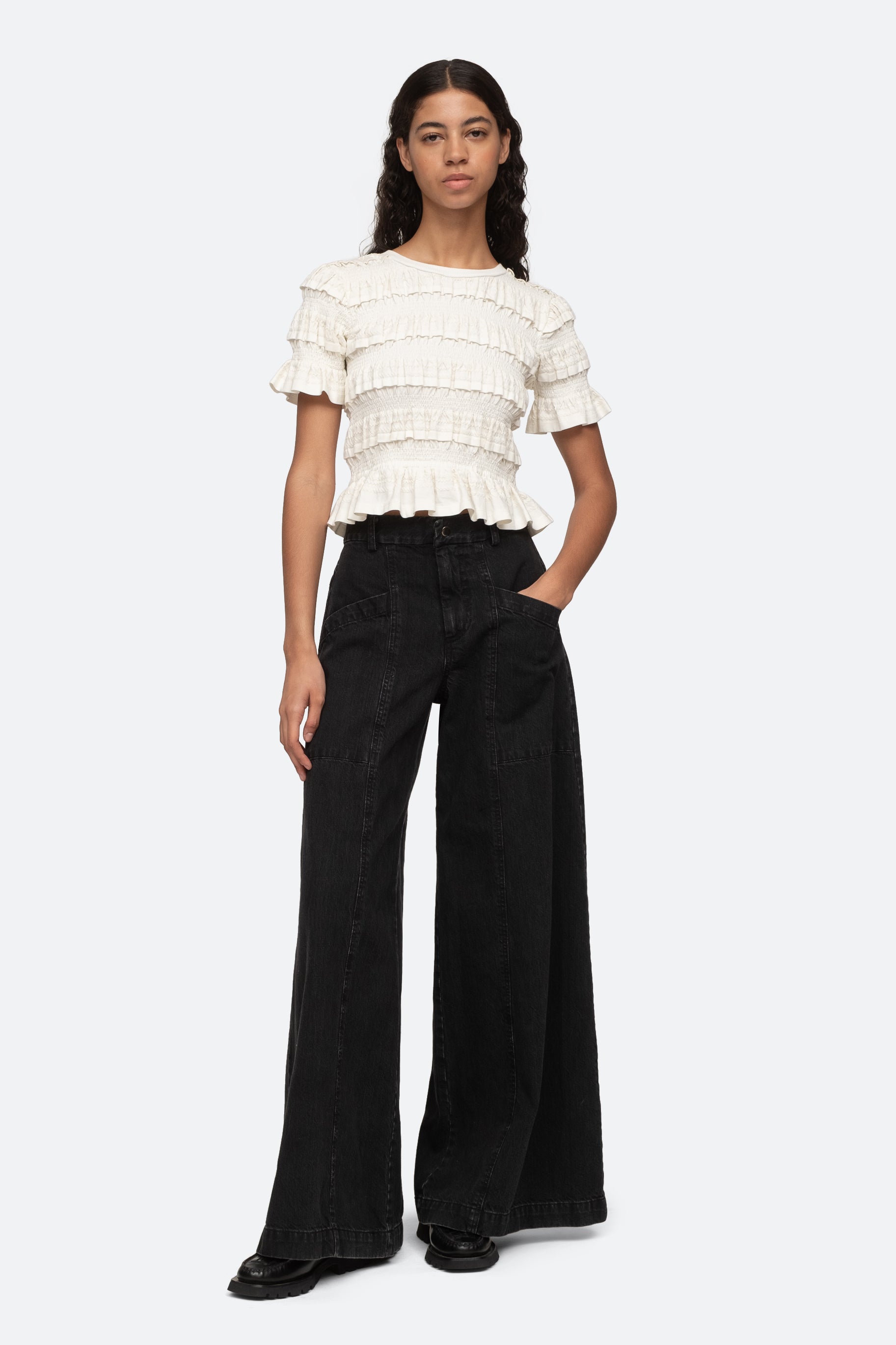 Mable Cambric S/SLV Smocked Top