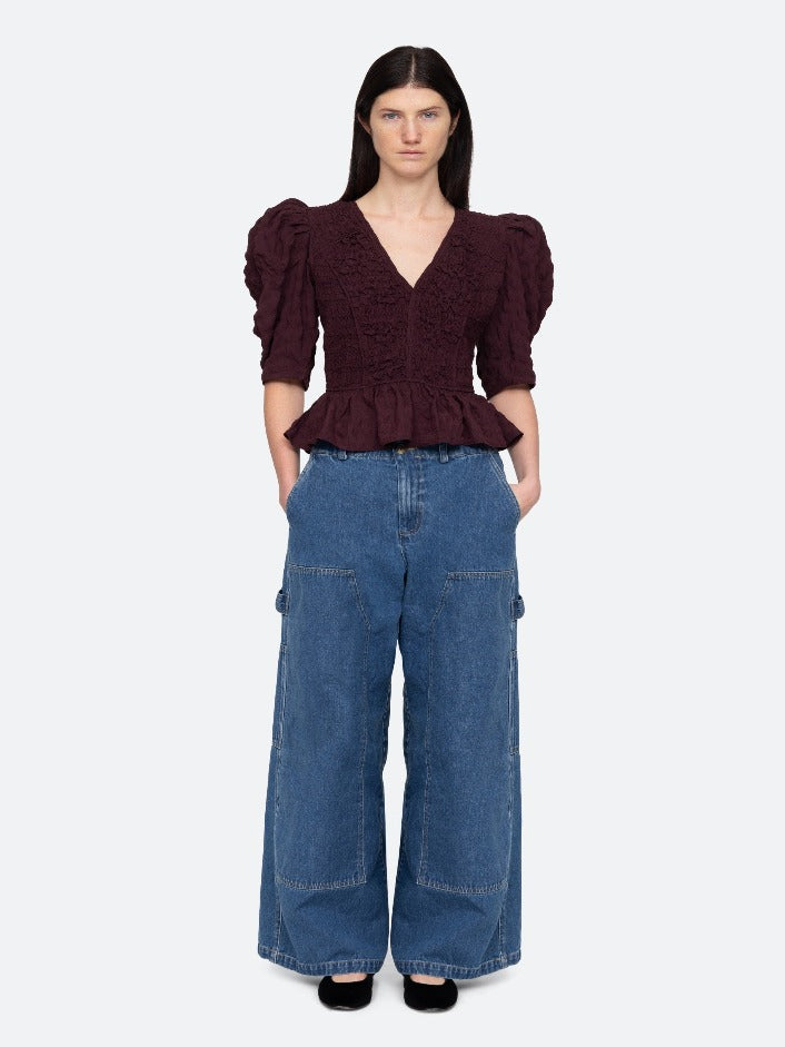 Piero Smocked Seersucker Top