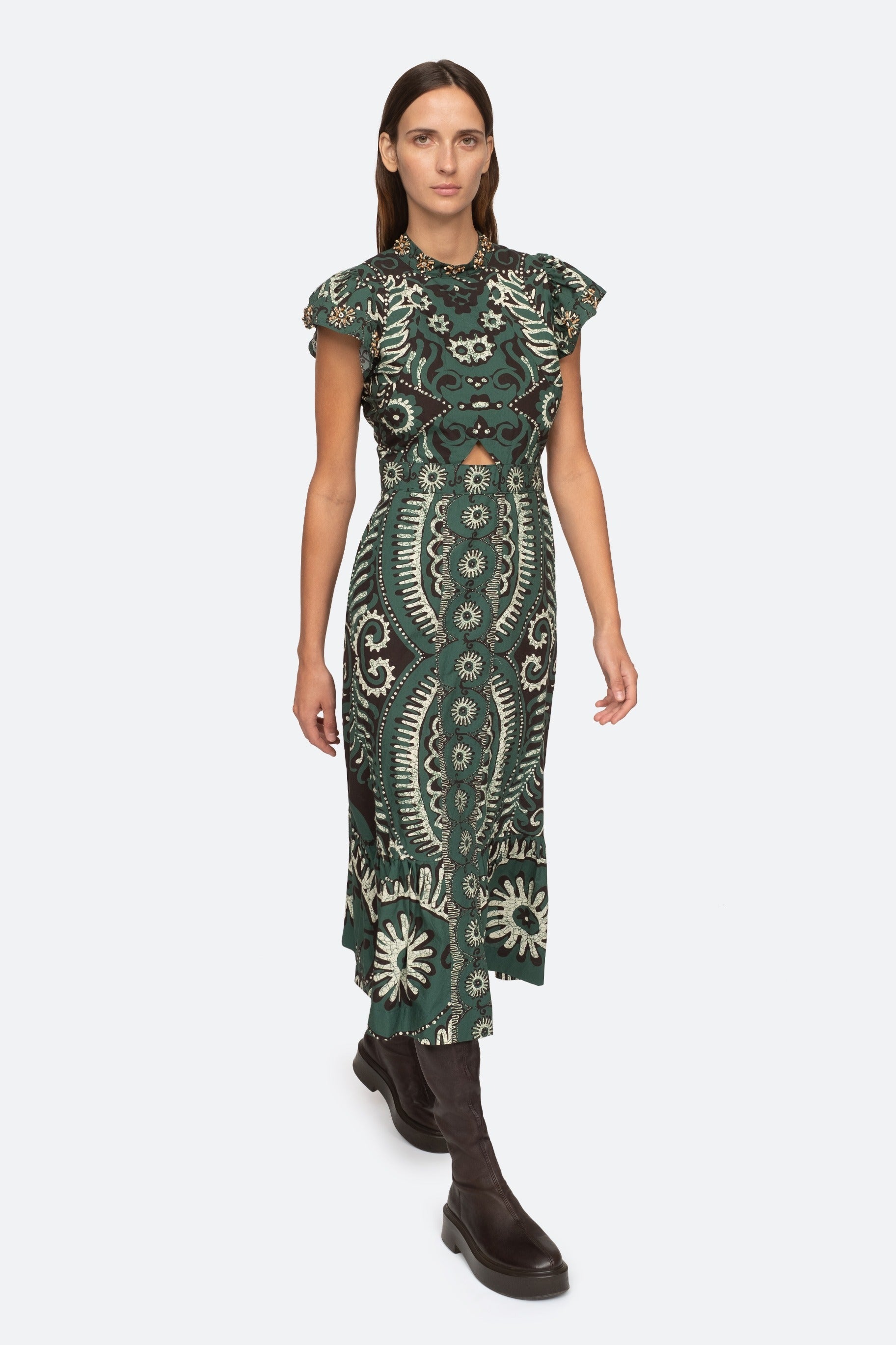 Charlough Print S/Slv Cut Out Dress