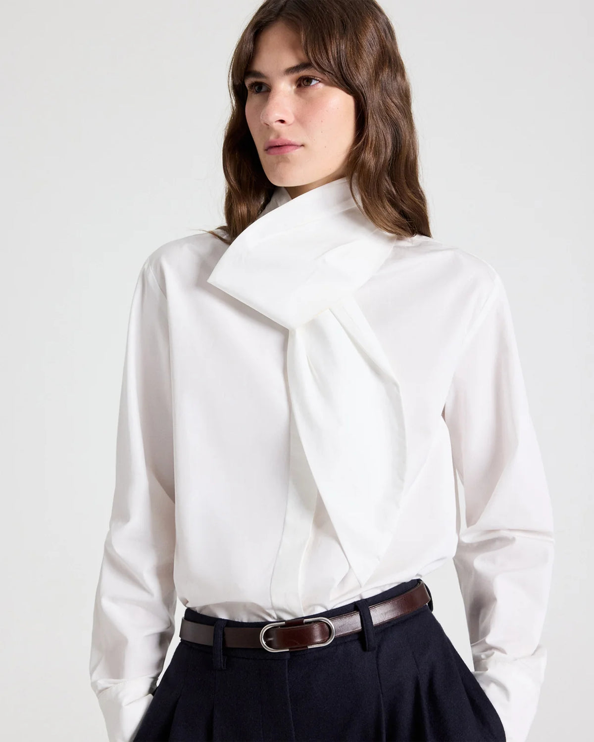CB Top with Tie in Cotton Poplin