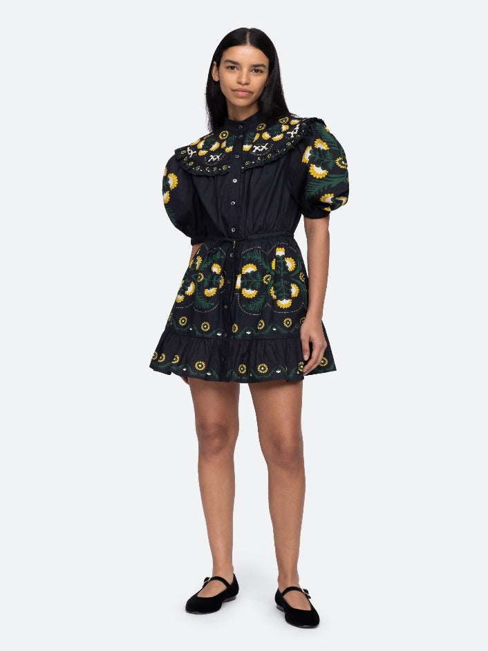 Perle Print Puff Sleeve Dress
