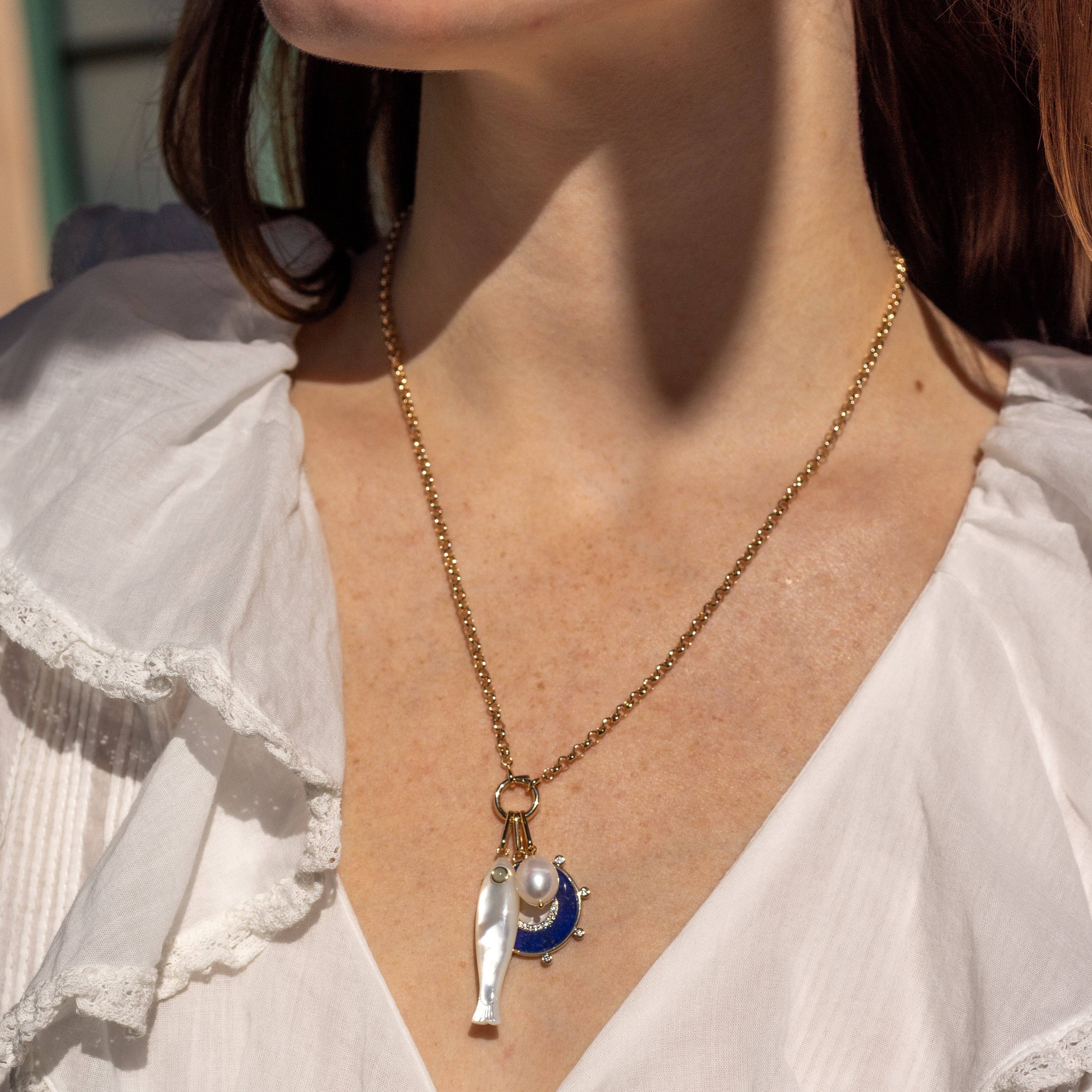 Soleil Lapis and Mother Of Pearl Charm