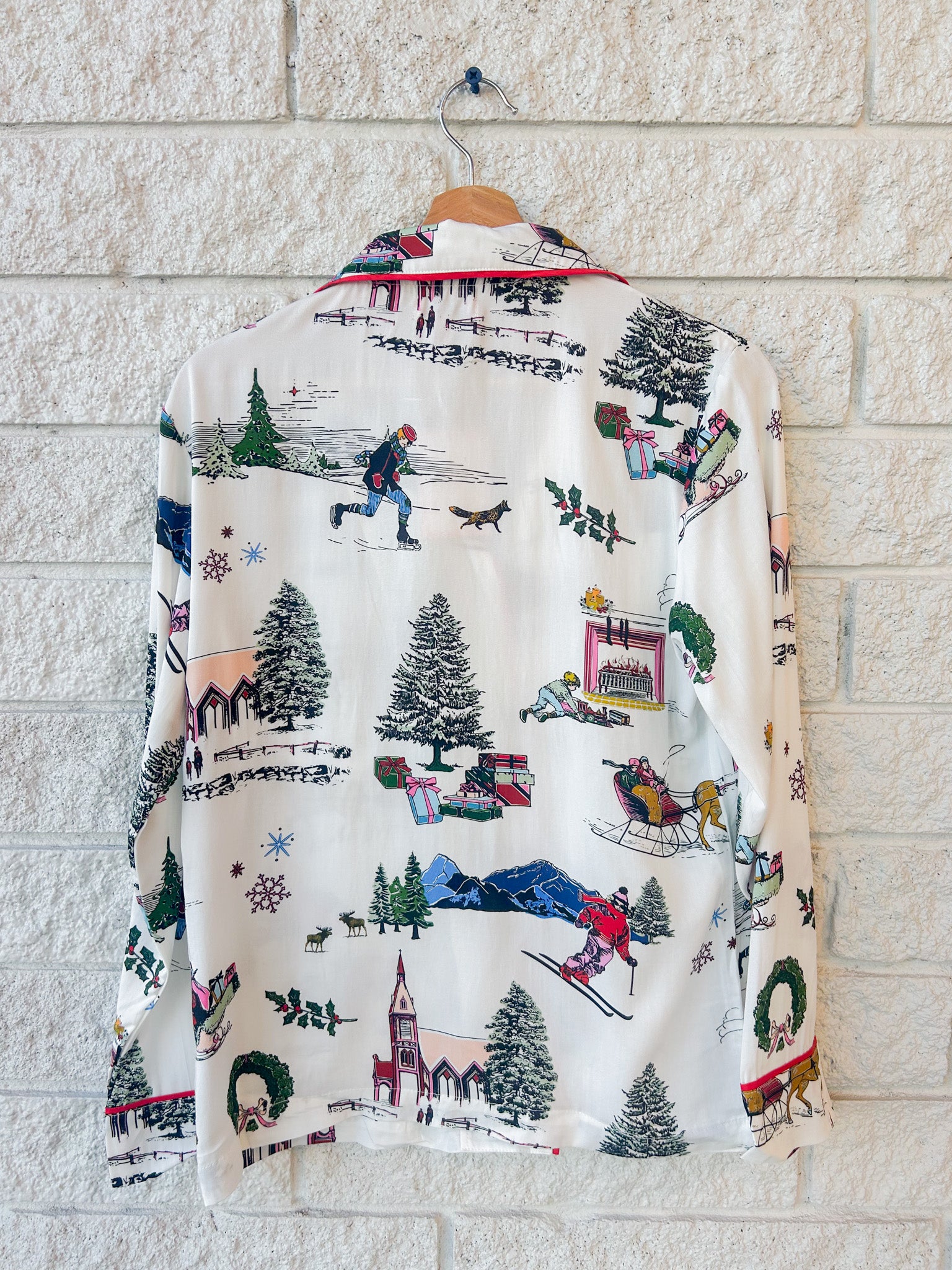 Holiday Toile Long Sleeve Pajama Pants Set