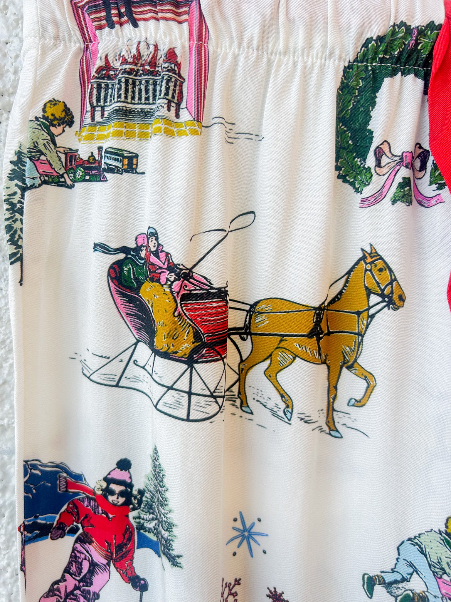 Holiday Toile Long Sleeve Pajama Pants Set