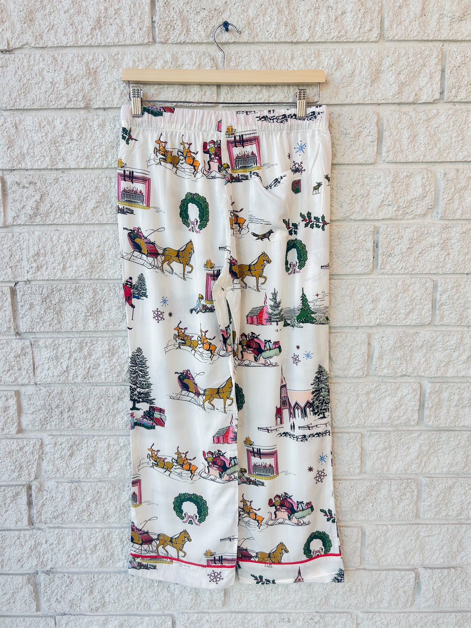 Holiday Toile Long Sleeve Pajama Pants Set