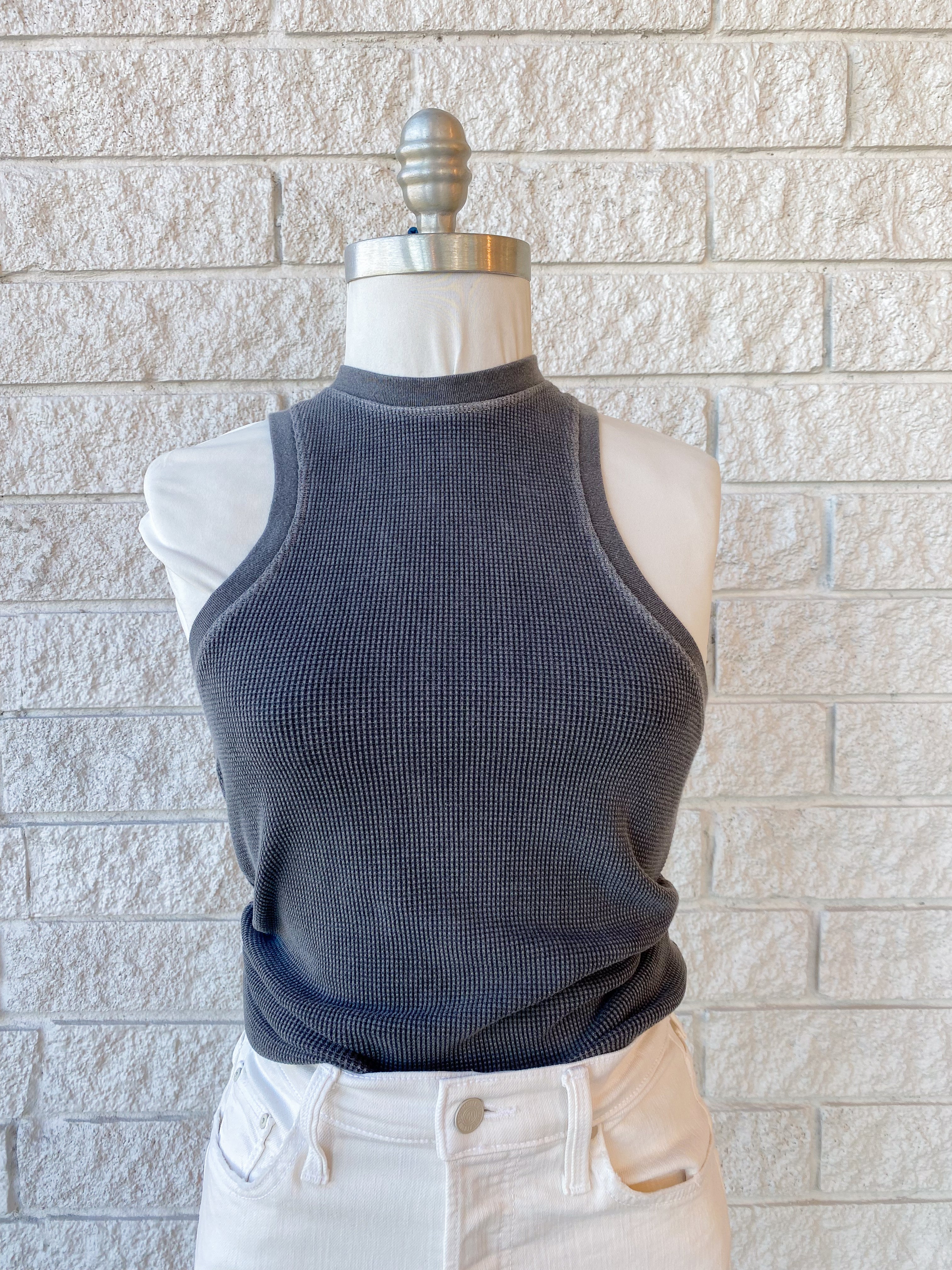 Stretch Waffle Bay Slim Knit Tank
