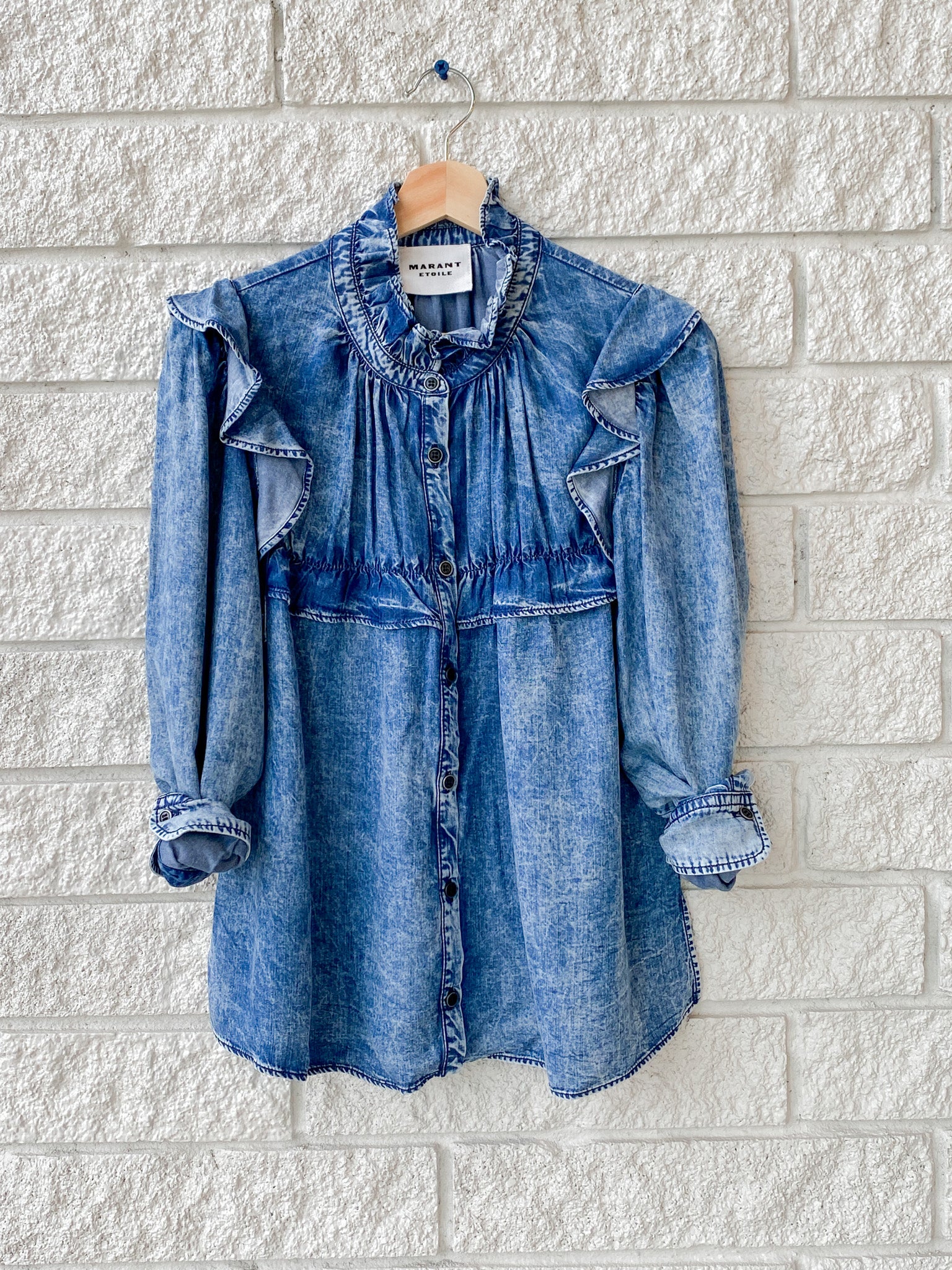 ISABEL ETOILE MARANT Blue Ruffled Shirt purchases