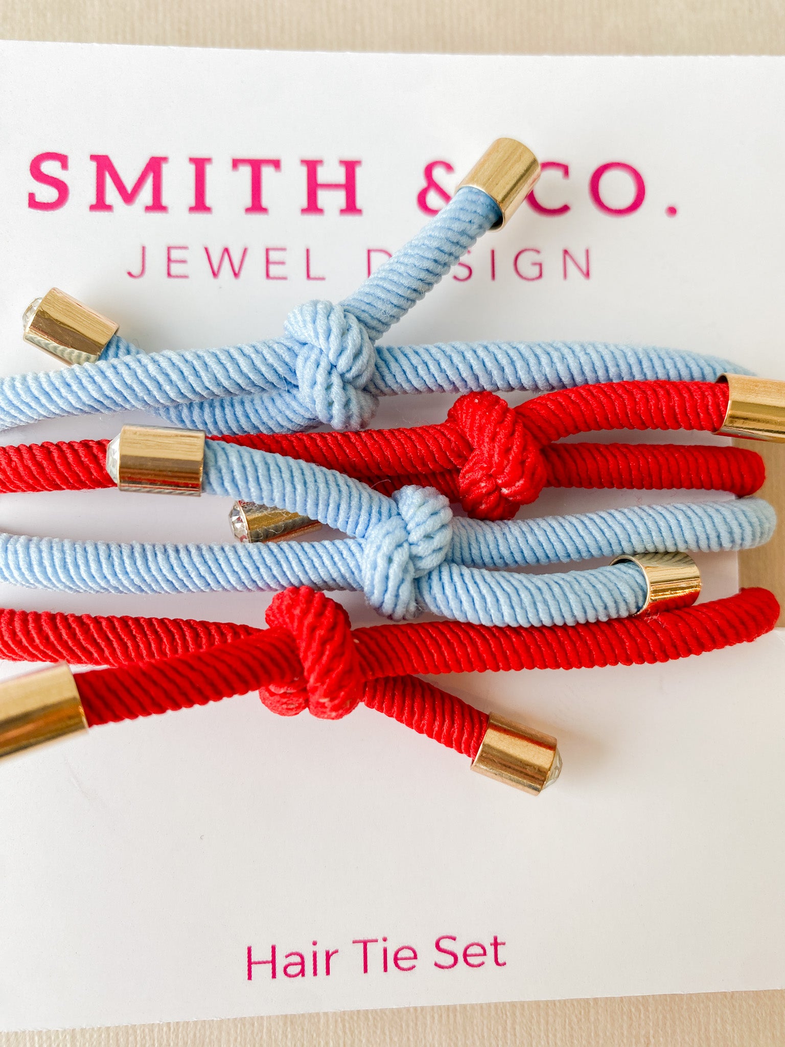 Original Hair Tie Set - Powder Blue / Red