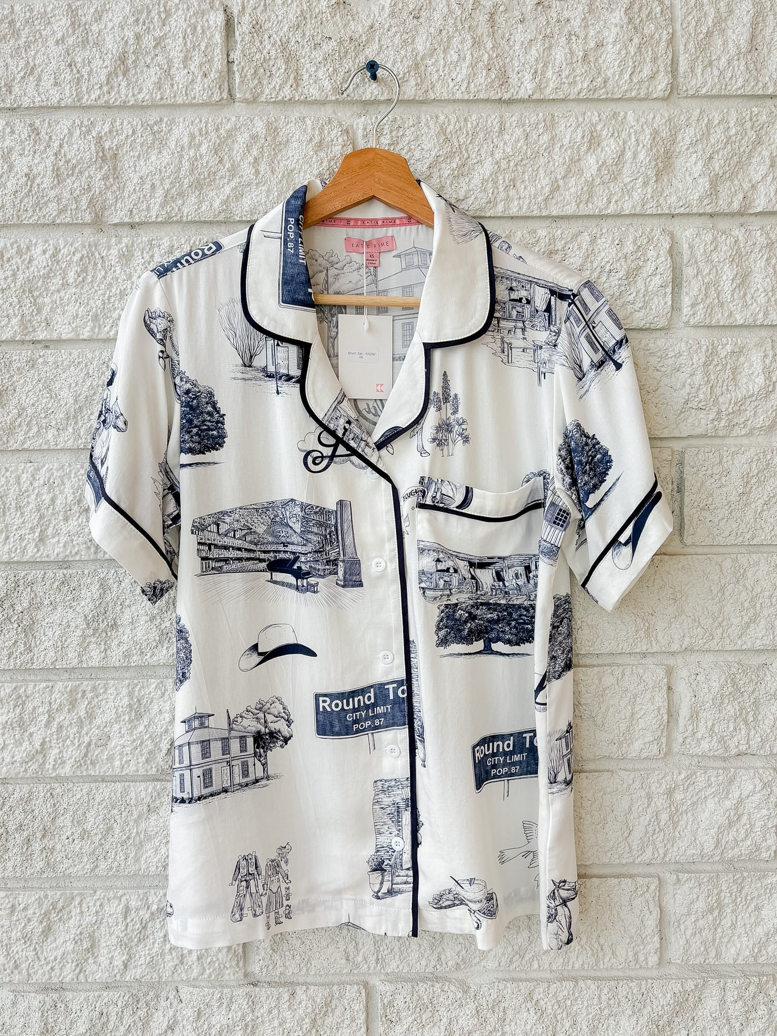 Round Top Toile Pajama Shorts Set