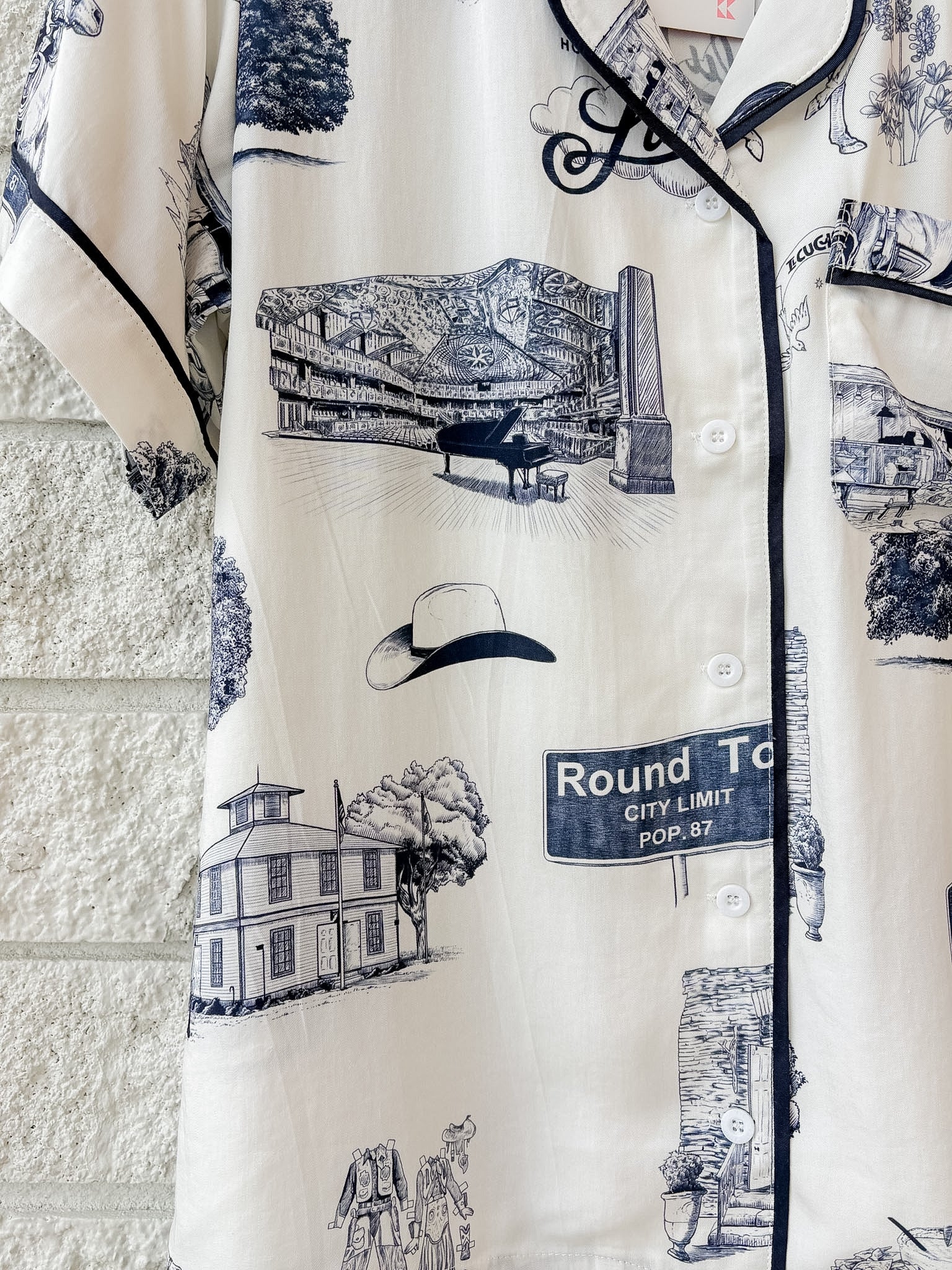 Round Top Toile Pajama Shorts Set