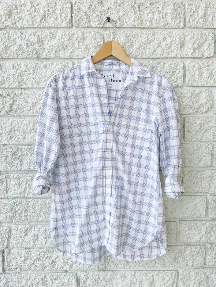 Joedy Button Up Shirt - Blue Textured Plaid