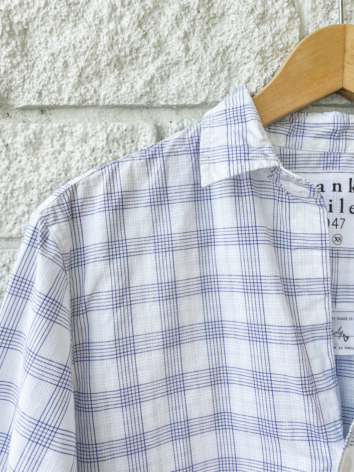 Joedy Button Up Shirt - Blue Textured Plaid