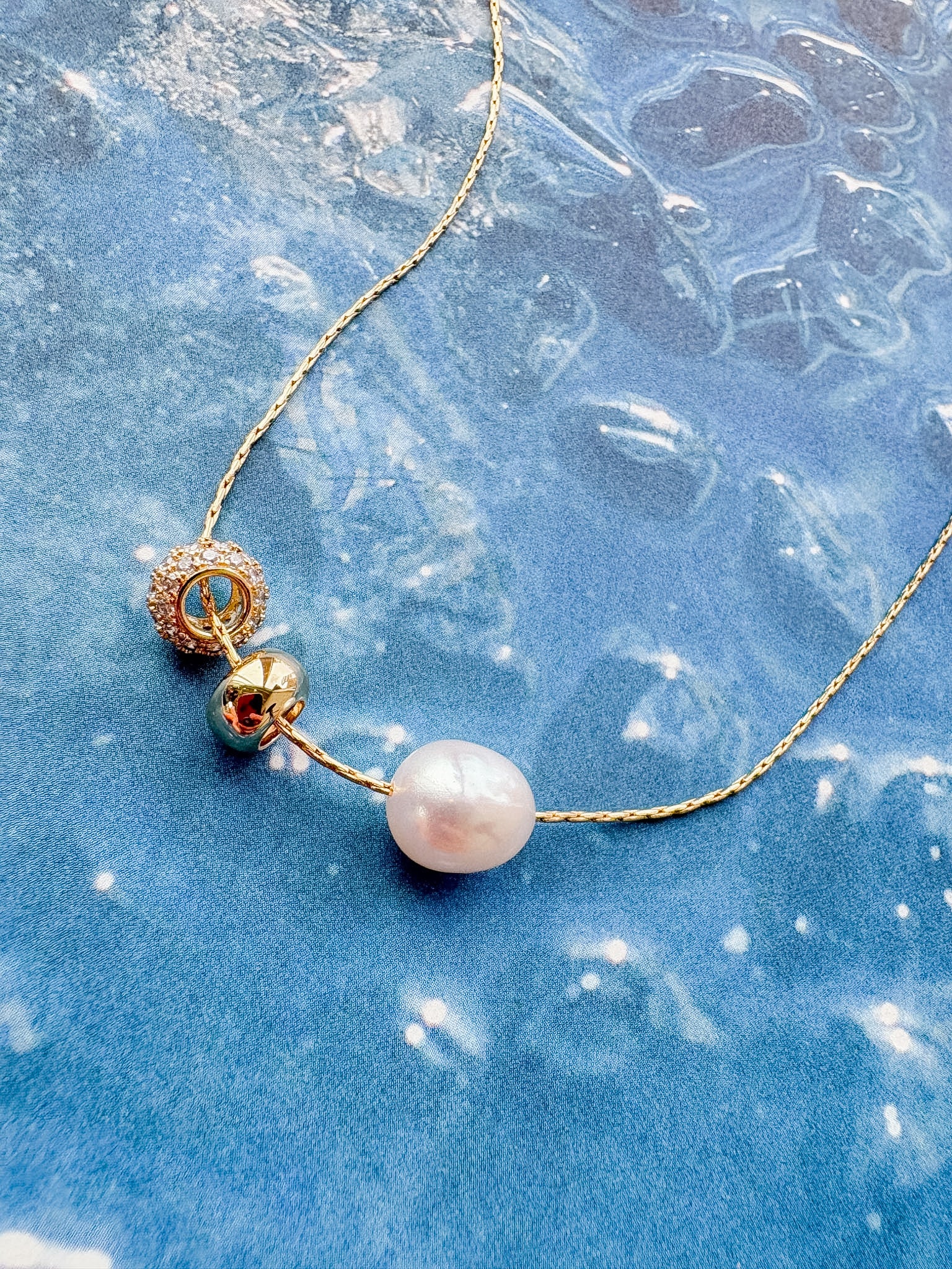 Isla Gold Bead Snake Chain Necklace