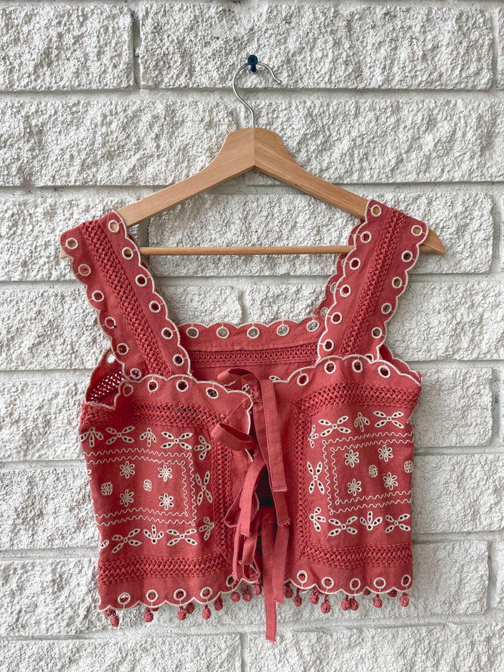 Addie Eyelet Tank Top W/ Ties