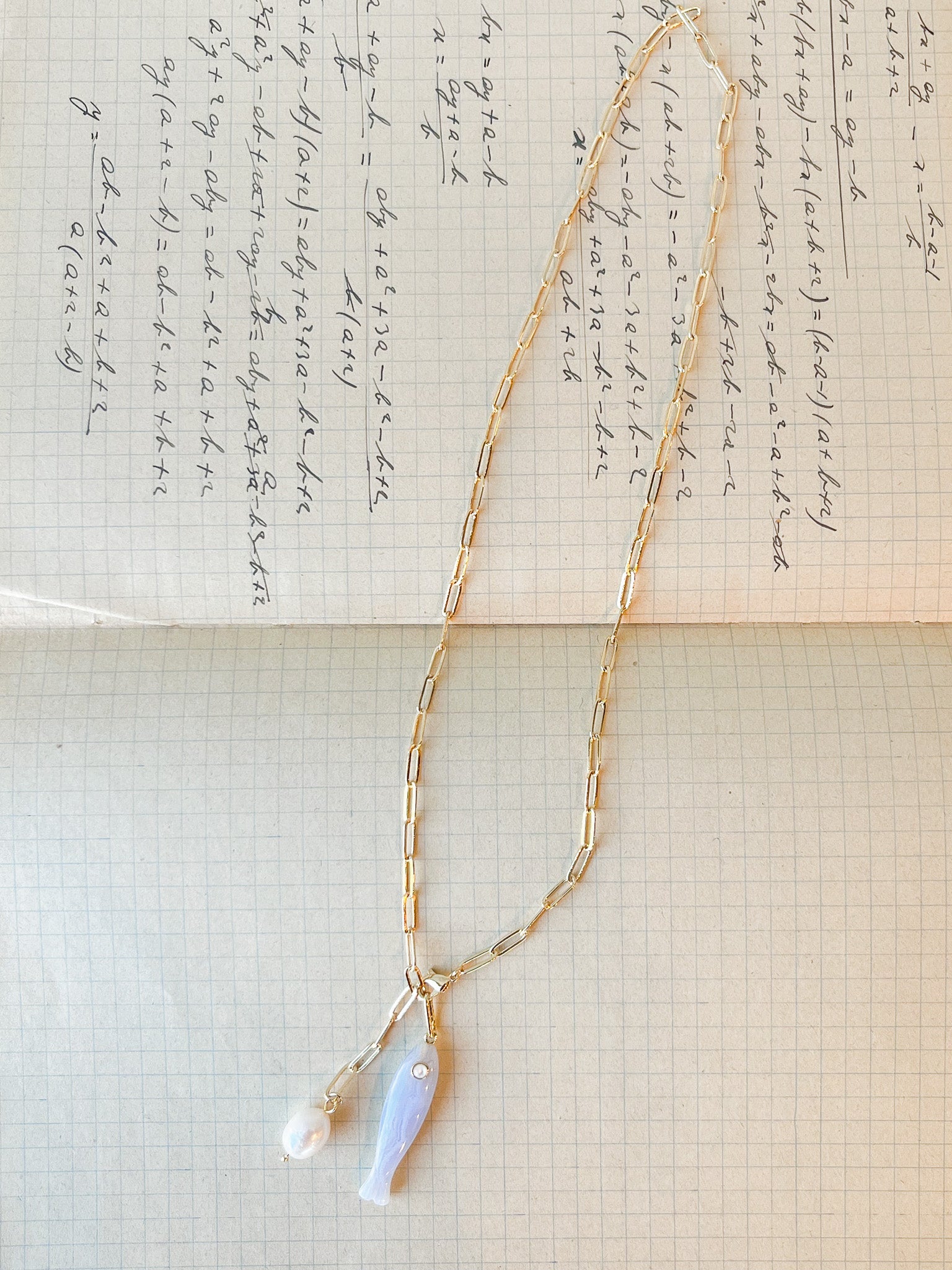 Fortuna Blue Lace Lariat Necklace