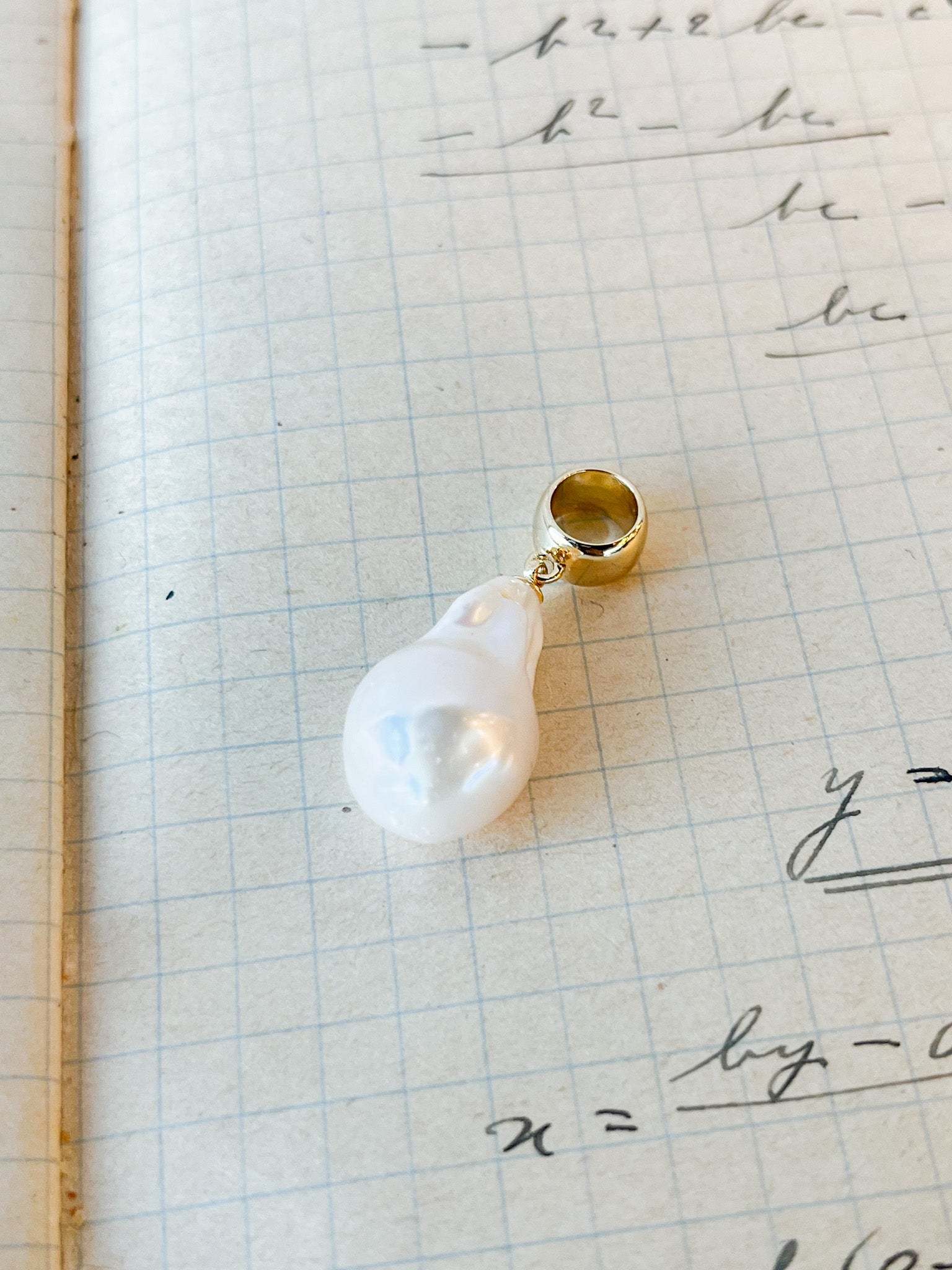 Talia Pearl Bail Charm: 14k Gold Plated