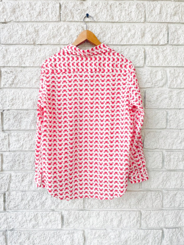 Eileen Relaxed Button Up - Red Crabs