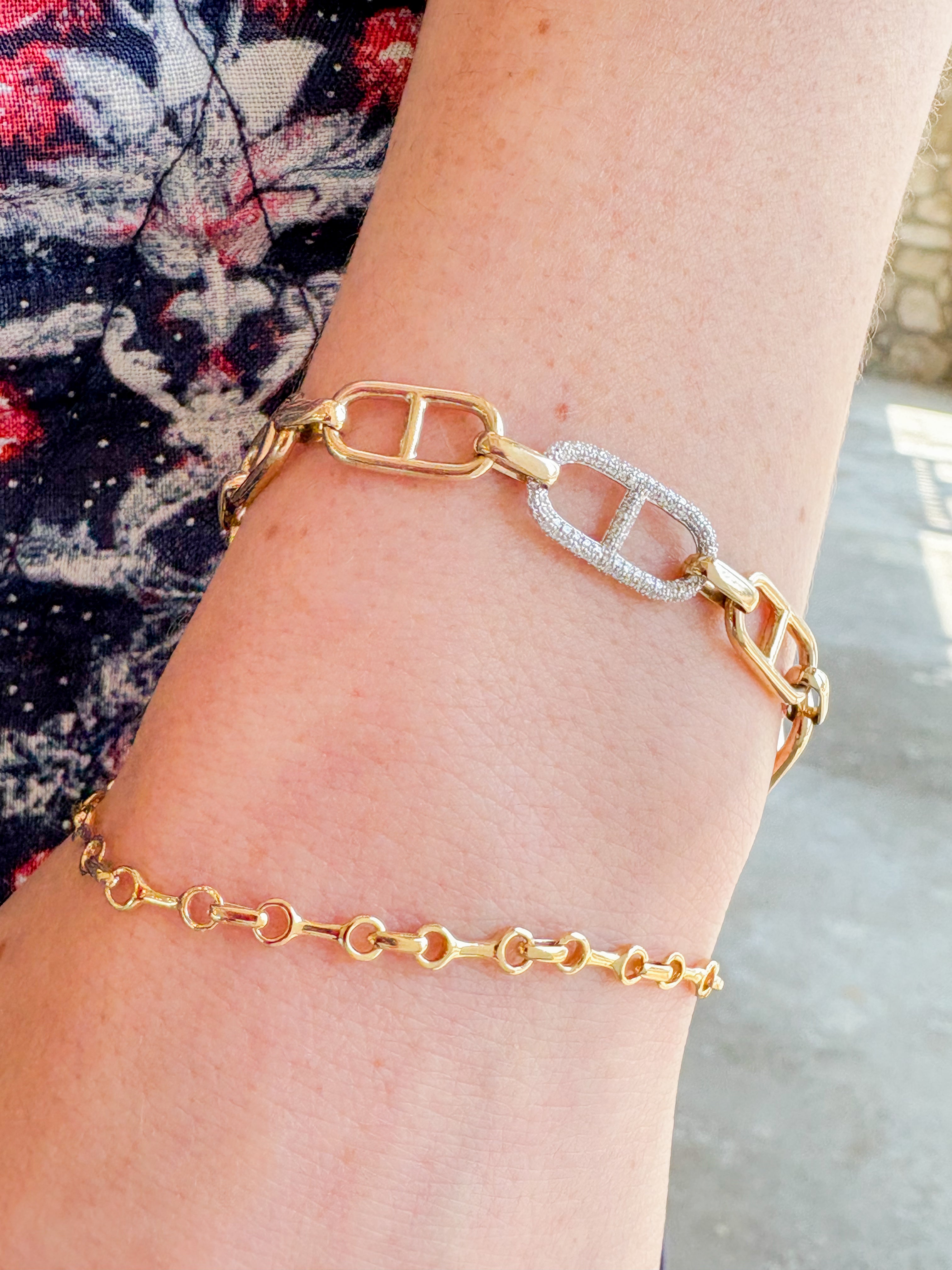 Stirrup Chain with Stirrup Pave Link Bracelet