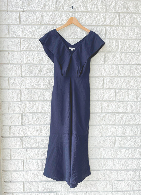 V Neck Flutter Sleeve Dress
