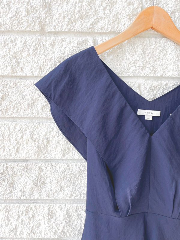 V Neck Flutter Sleeve Dress