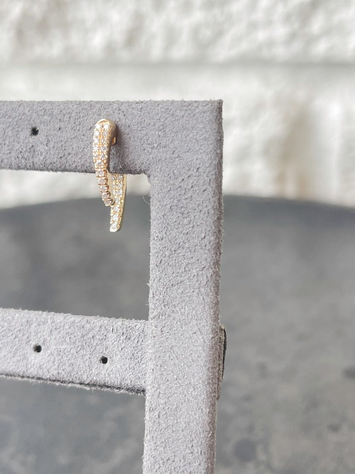 14K Single Mini Diamond Hook Earring