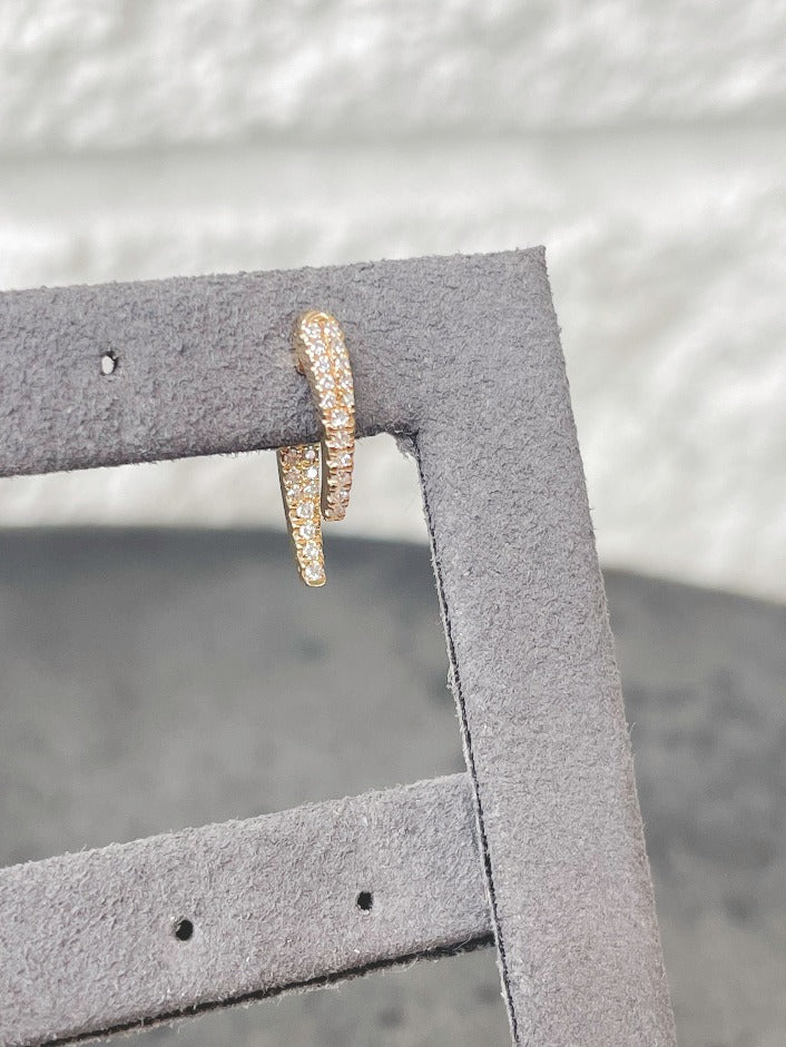 14K Single Mini Diamond Hook Earring