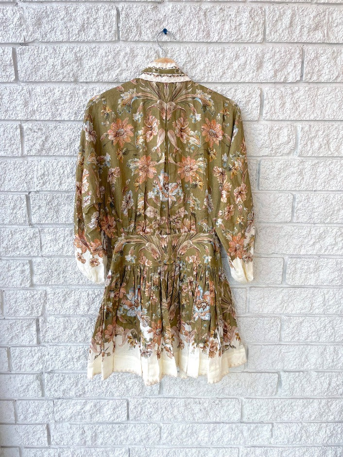 Chintz Tie Neck Mini Dress