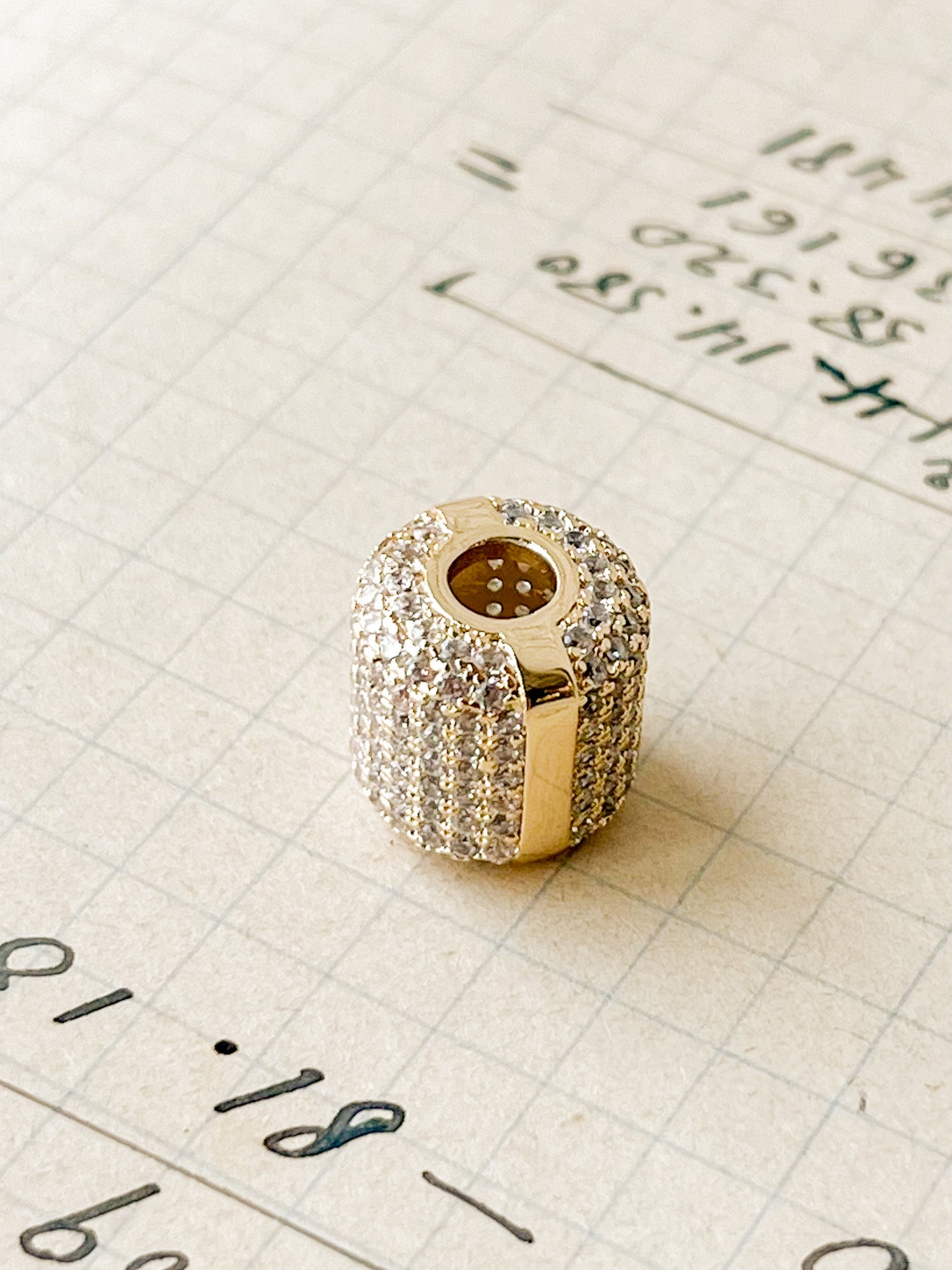 Celine Pavé Bead Charm: Gold Plated
