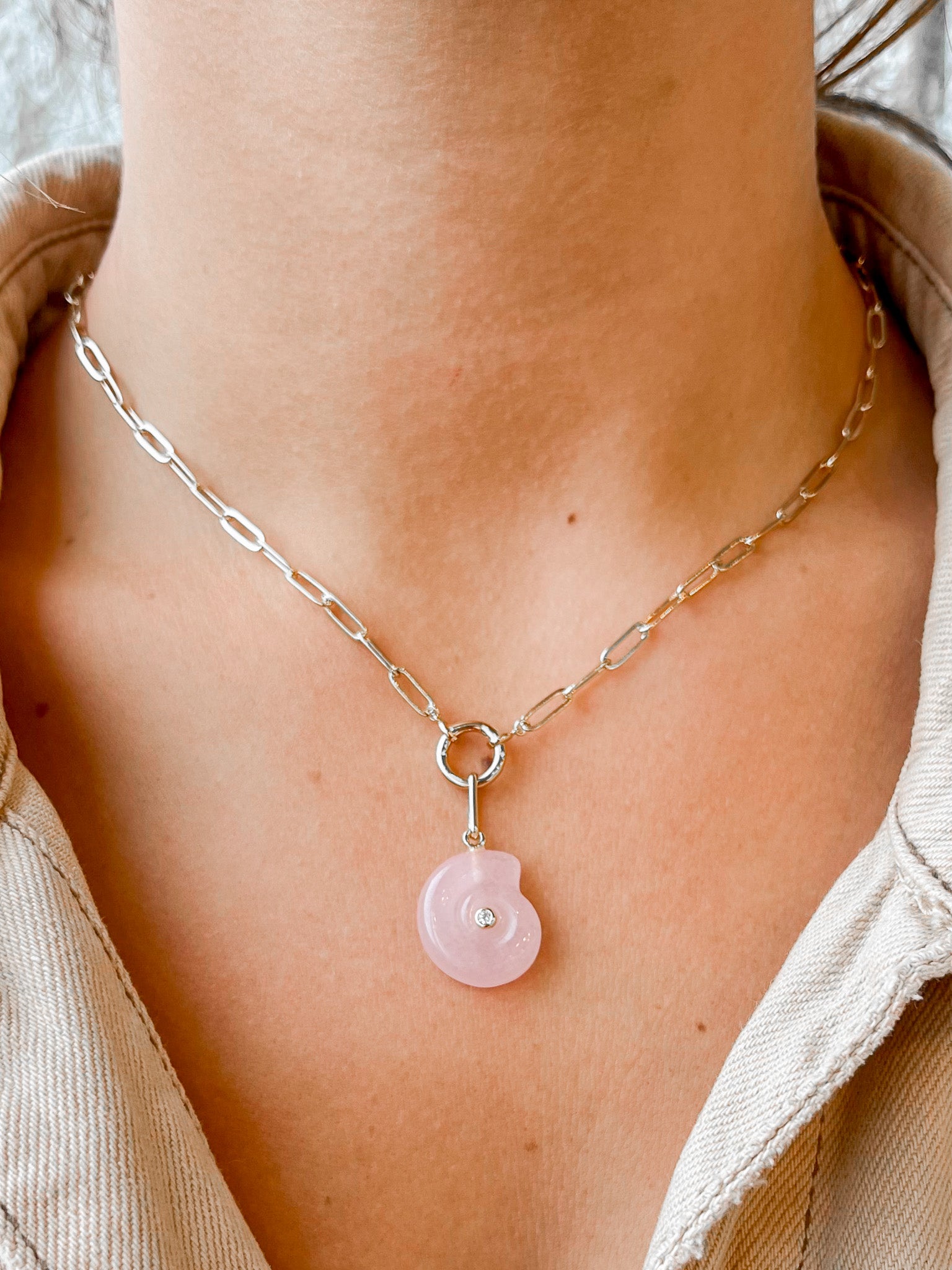 Nautilus Pink Jade Charm