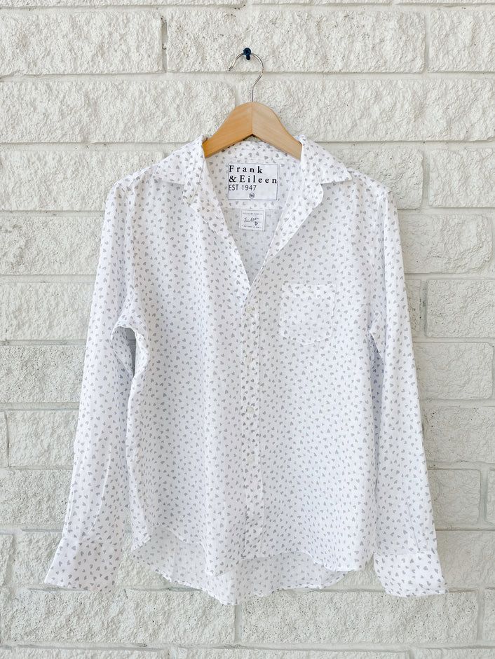 Eileen Relaxed Button Up - Messy Grey Hearts