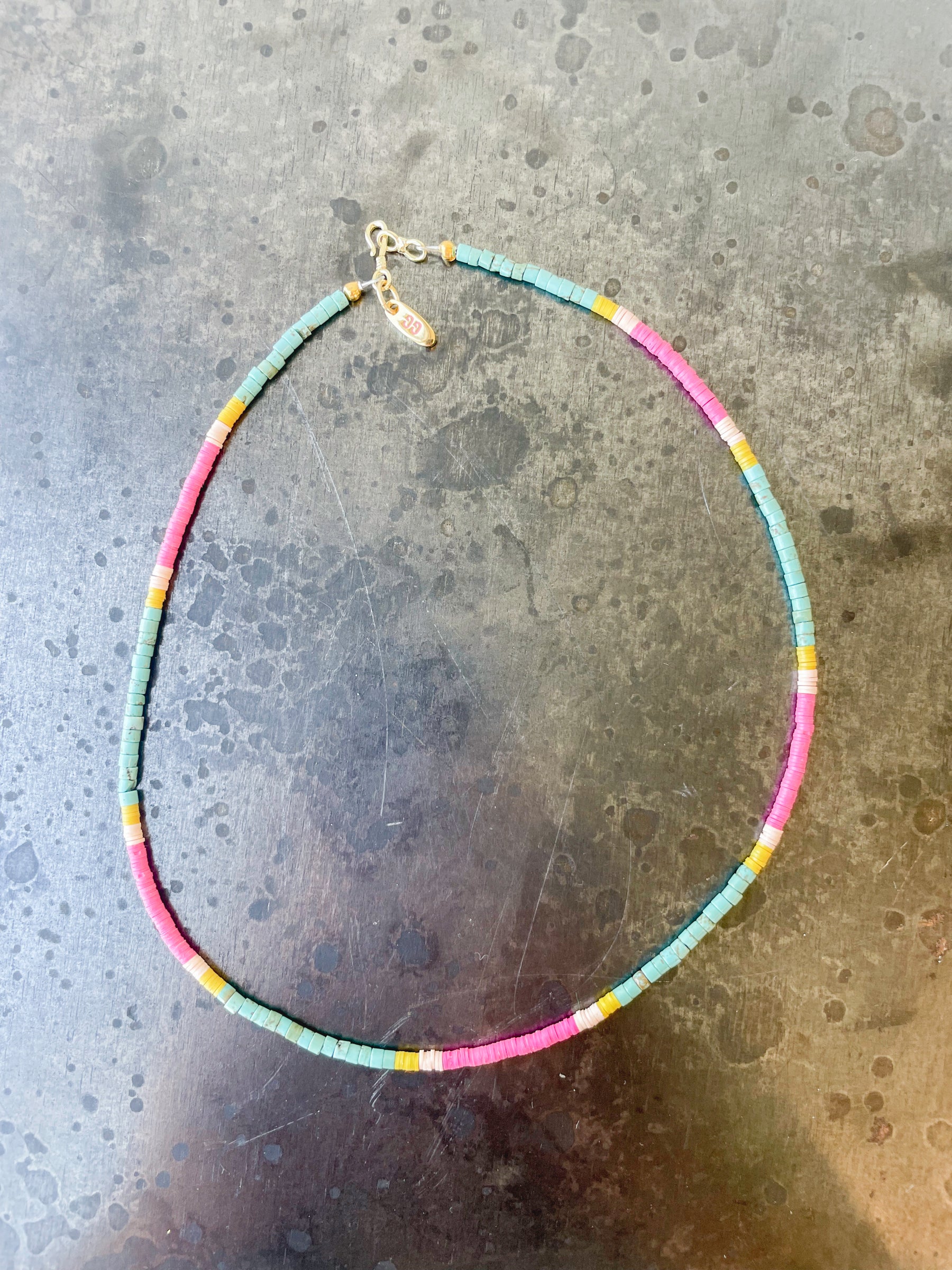 Thin Turquoise and Vinyl Necklace