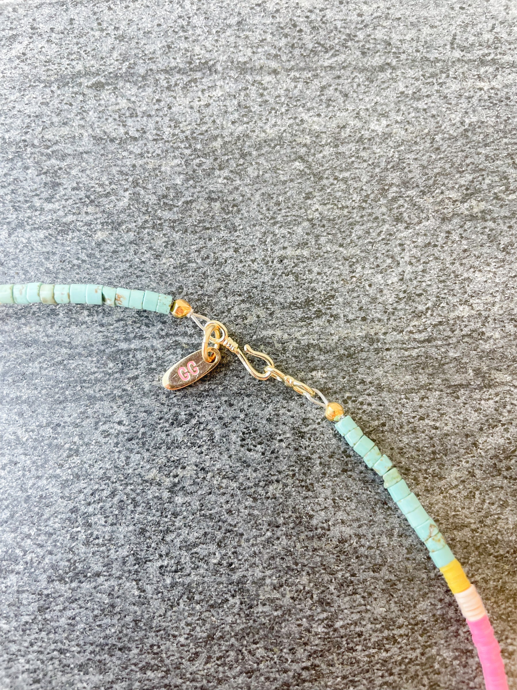 Thin Turquoise and Vinyl Necklace