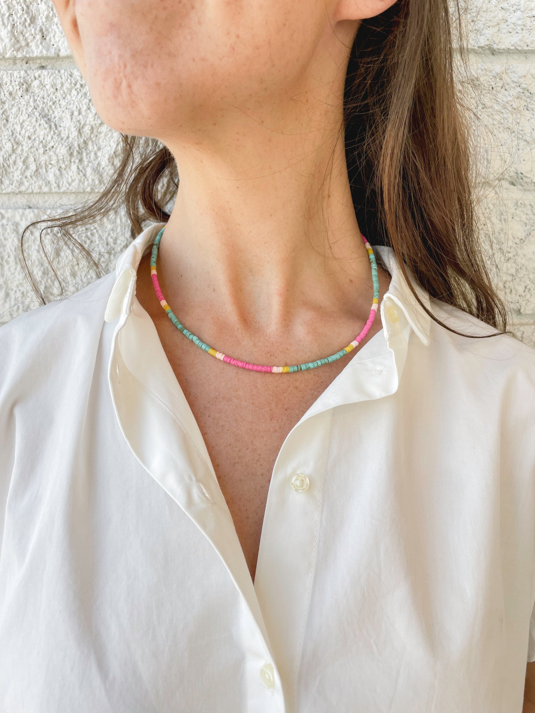 Thin Turquoise and Vinyl Necklace