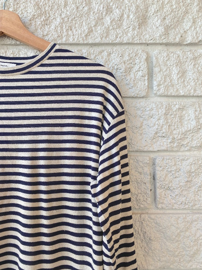 Striped Long Sleeve Drop Shoulder Top