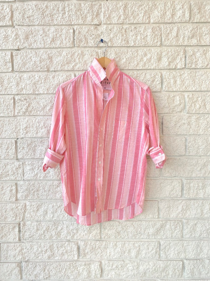 Eileen Relaxed Button Up - Pink Multi Stripe