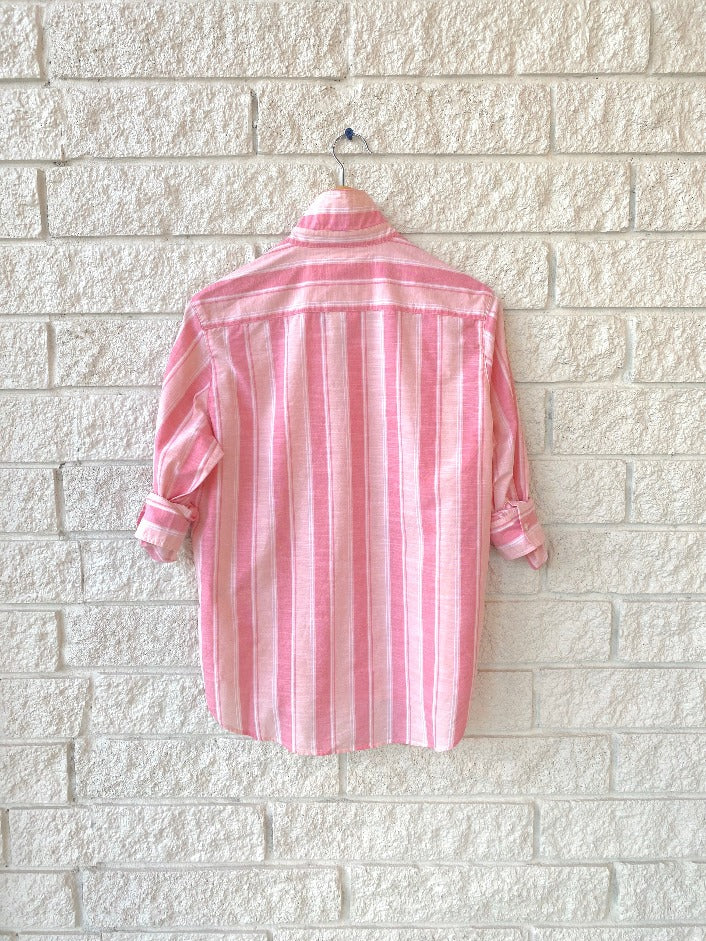 Eileen Relaxed Button Up - Pink Multi Stripe