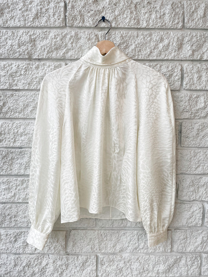 Foldover Mock Neck Blouse