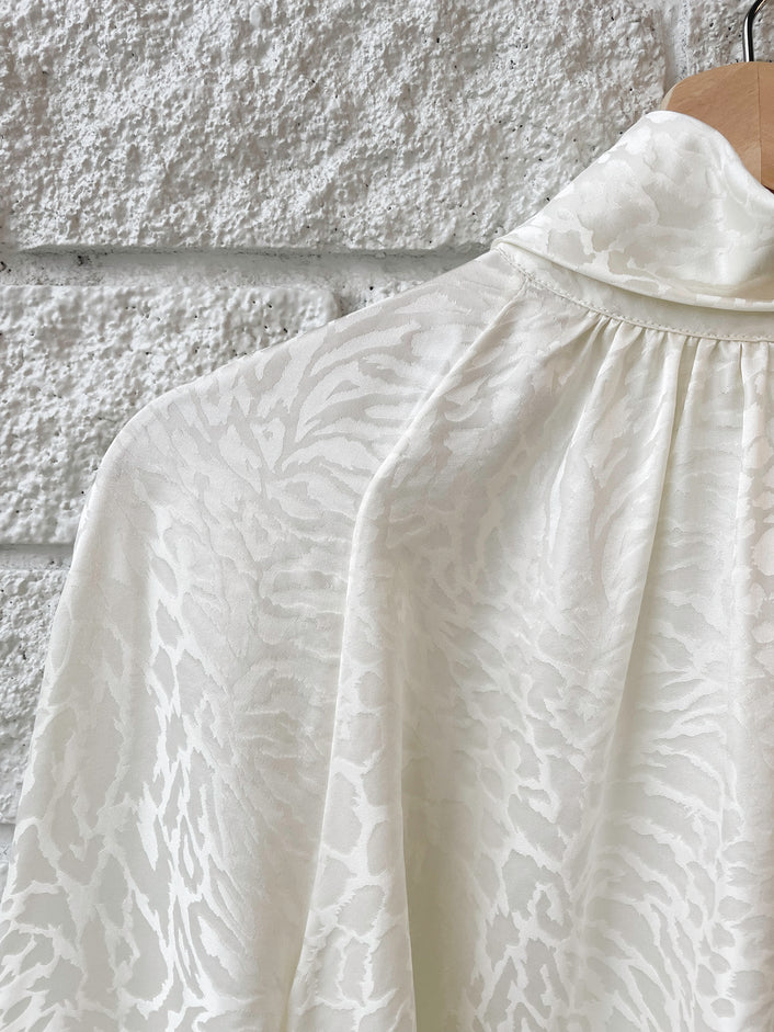 Foldover Mock Neck Blouse