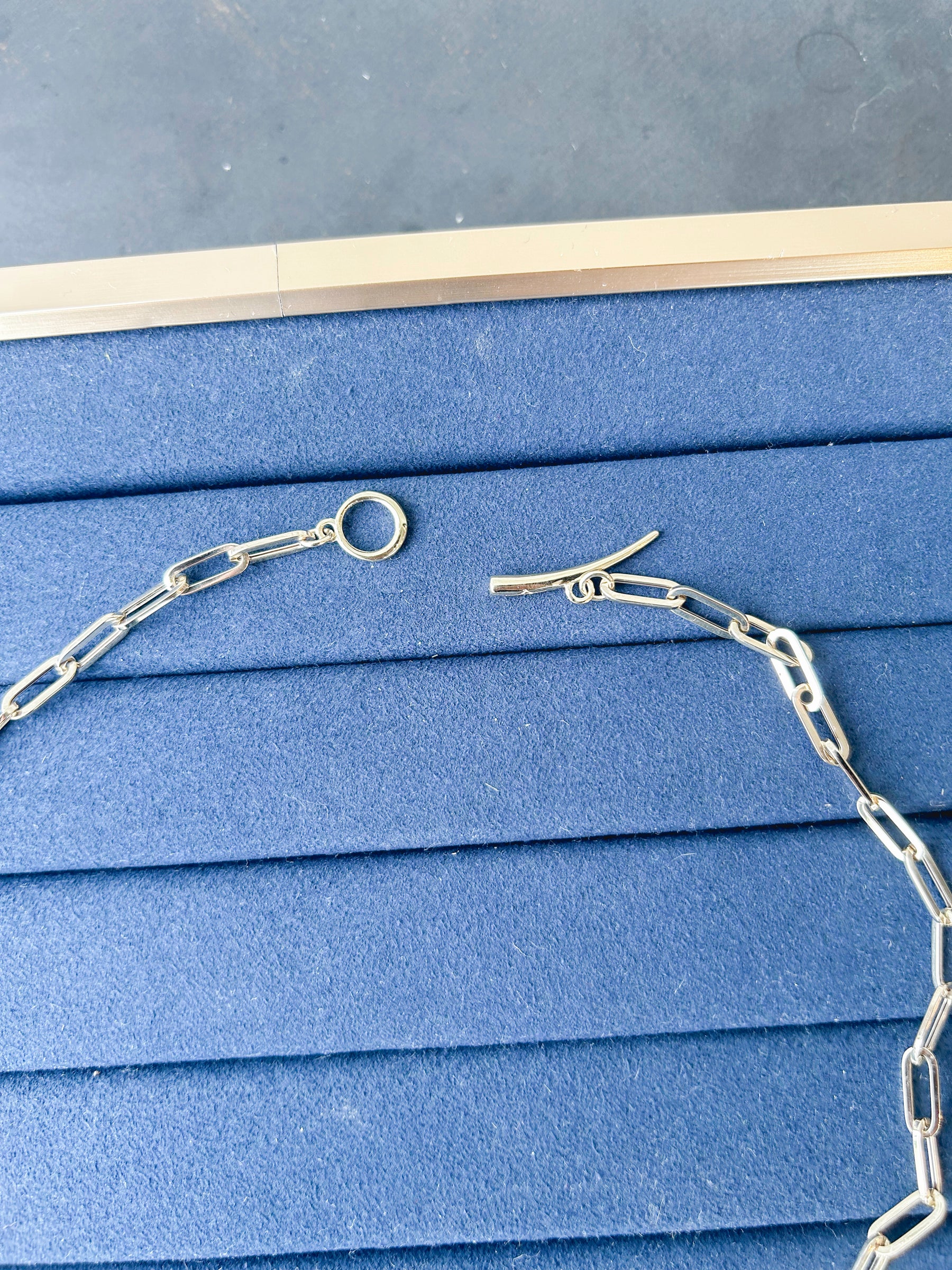 Fine Baby Rectangular Chain Necklace with Tusk Clasp
