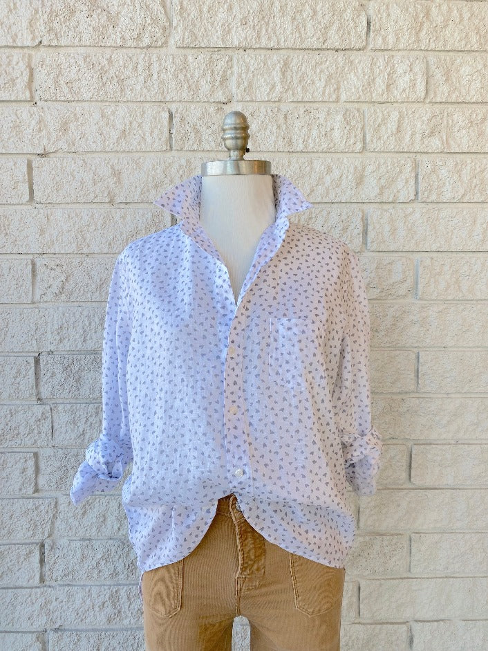 Eileen Relaxed Button Up - Messy Grey Hearts