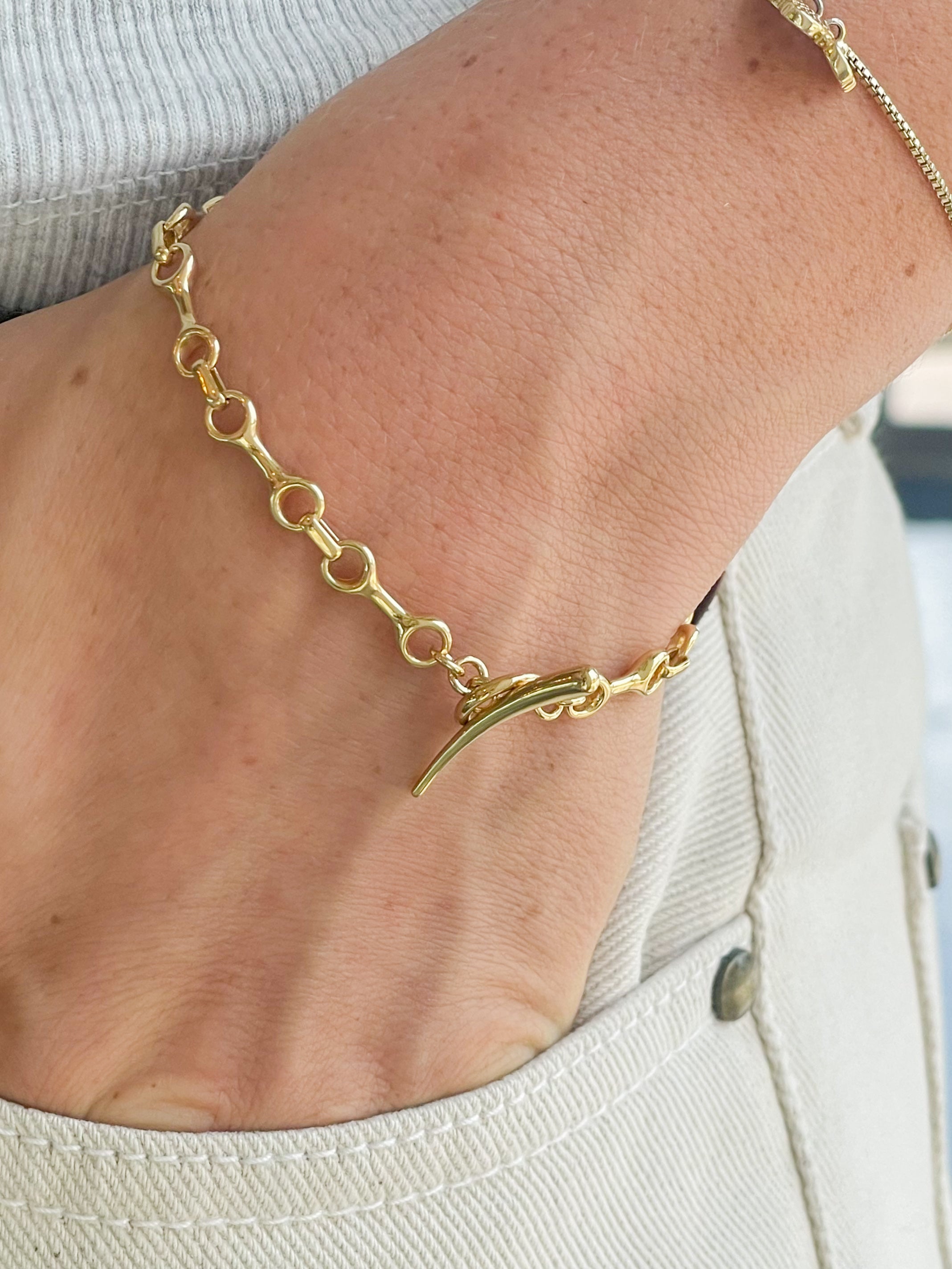 15mm Double Beam Chain Bracelet with Tusk Clasp