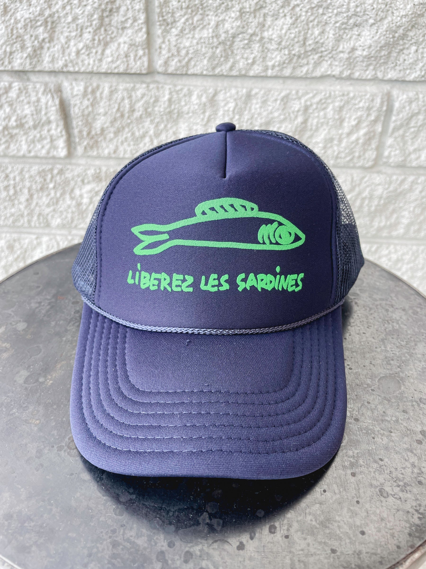 Trucker Hat - Navy w/ Green Leberez Les Sardines