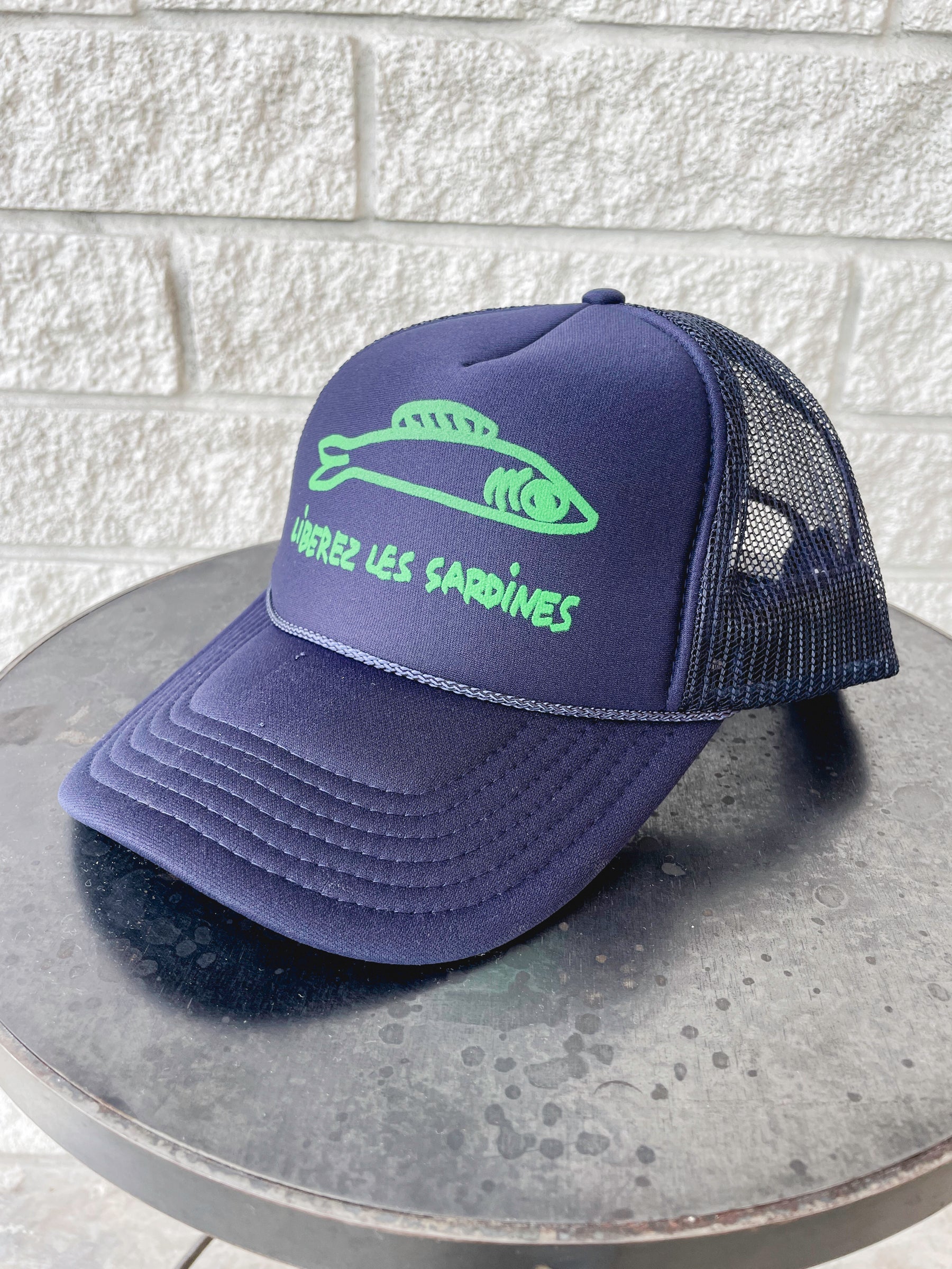 Trucker Hat - Navy w/ Green Leberez Les Sardines