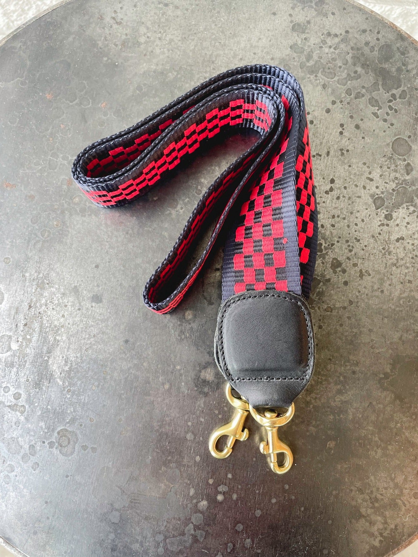 Crossbody Strap - Navy & Red Checker