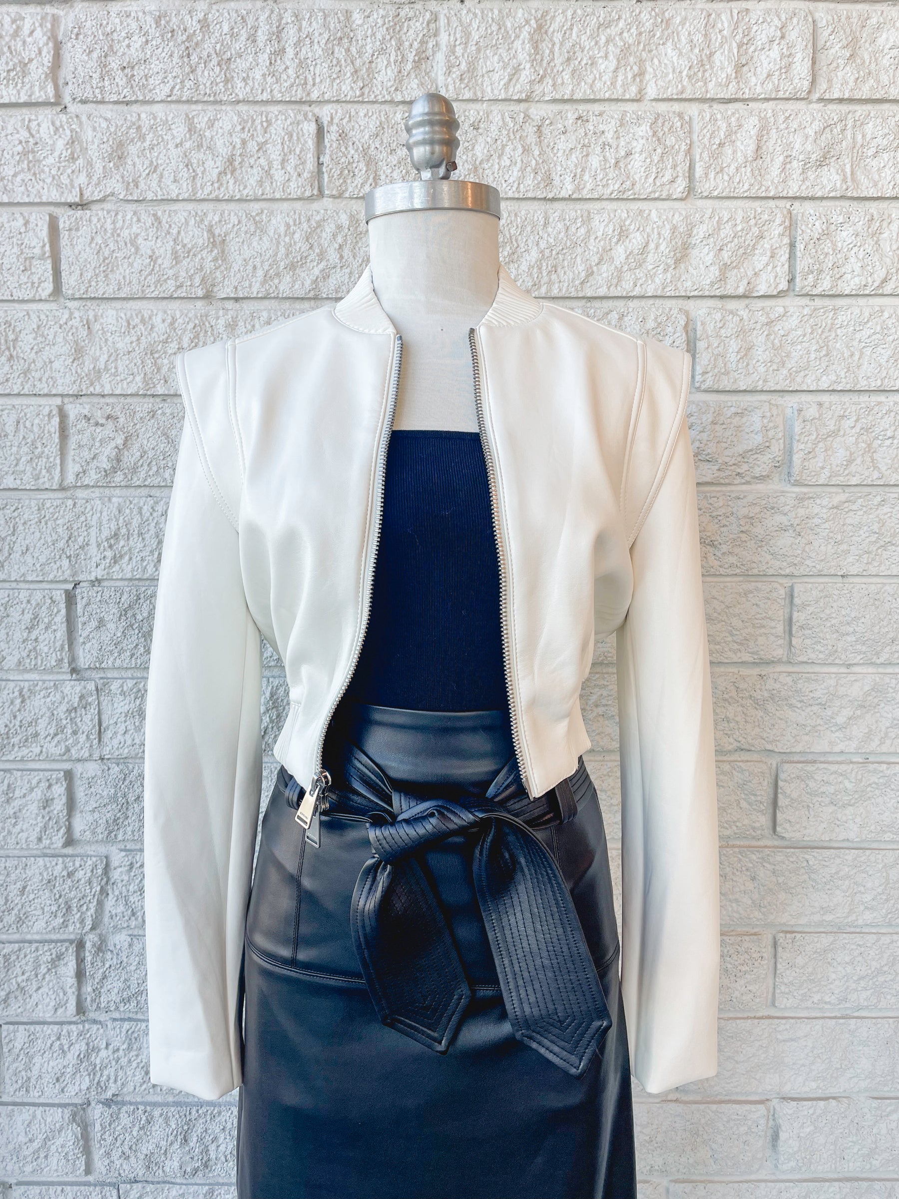 Doreen Luxe Vegan Leather Boxy Bomber Jacket