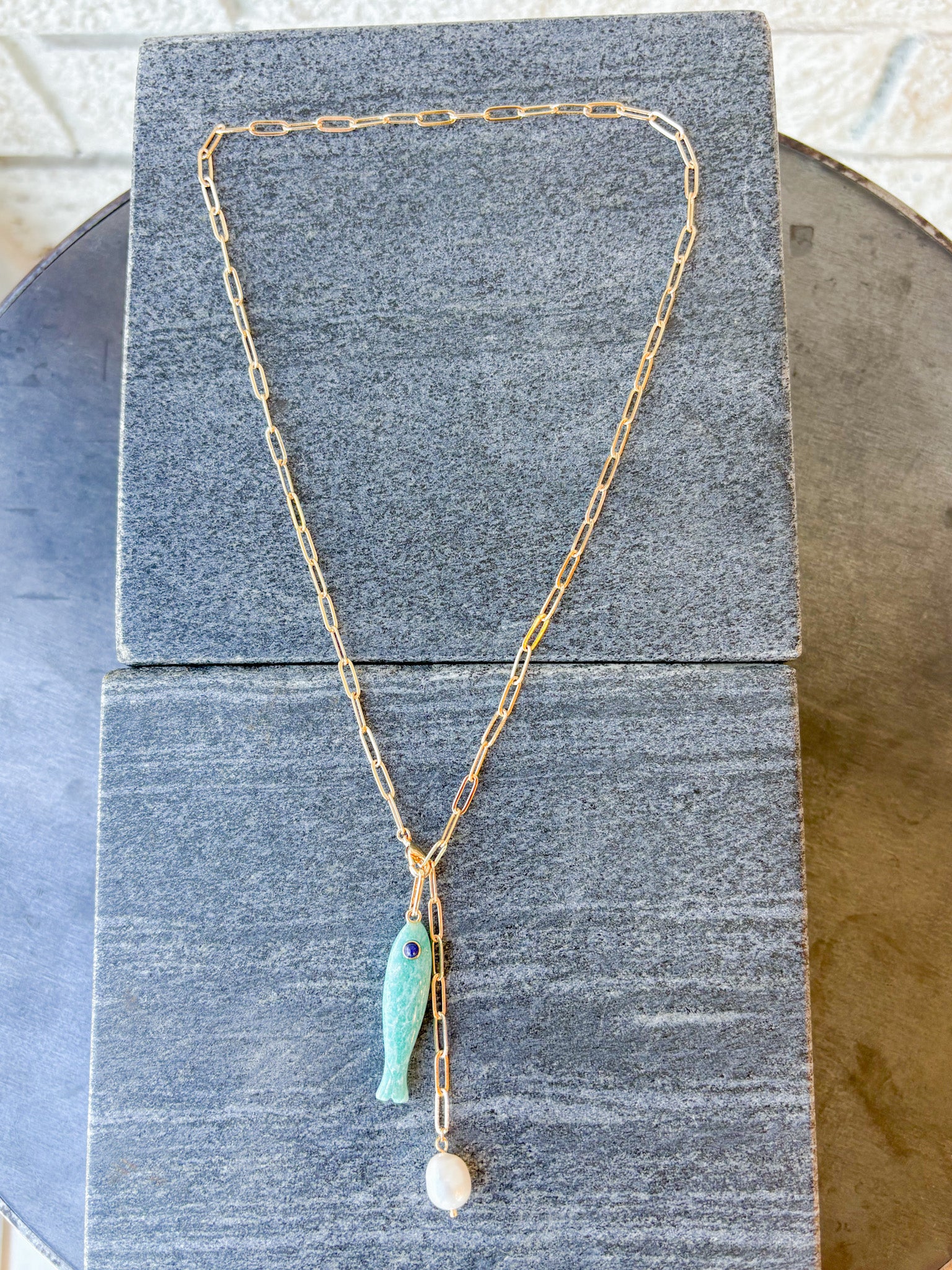 Fortuna Amazonite Lariat Necklace