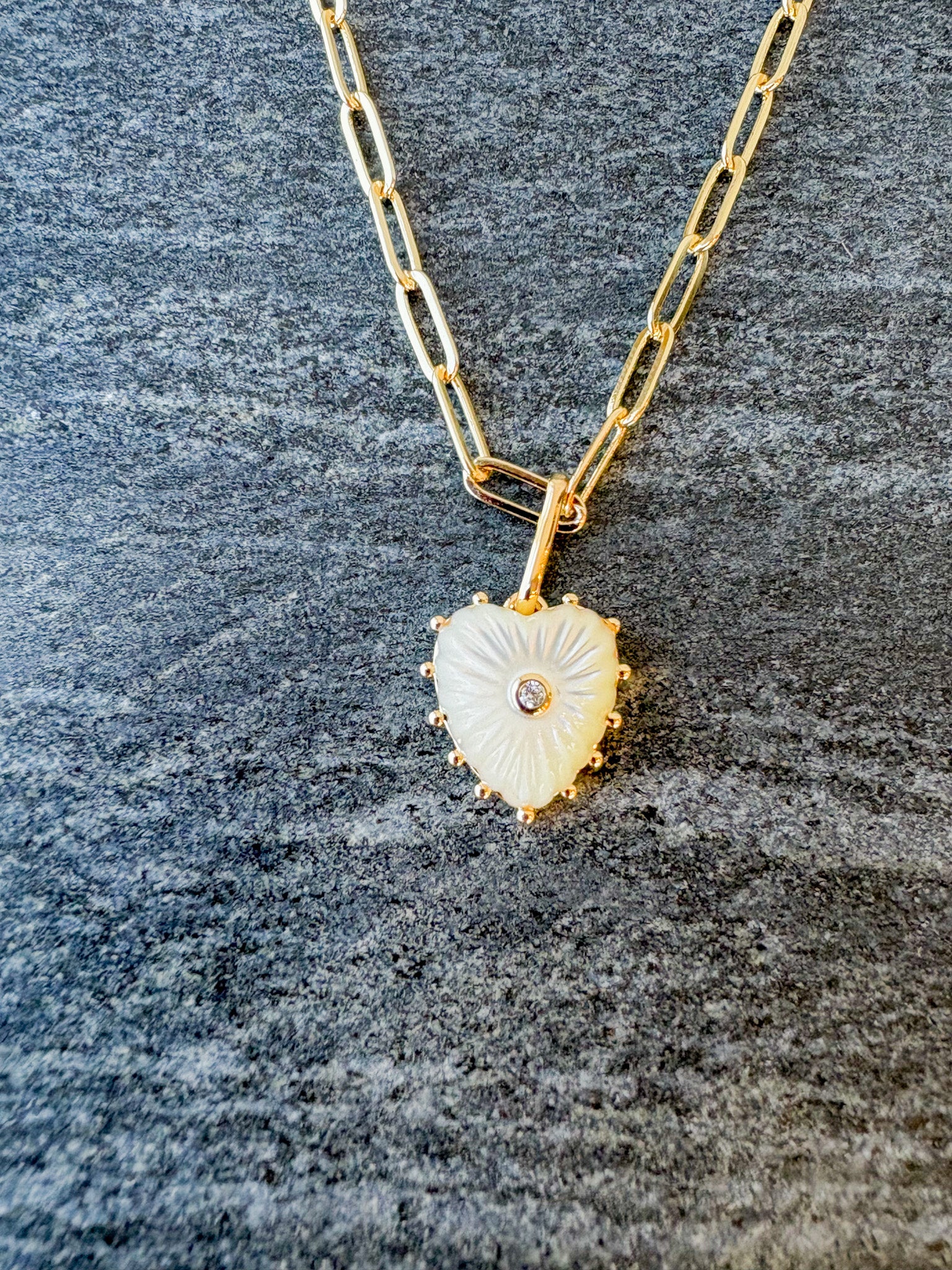 Isabel Mother of Pearl Heart Necklace