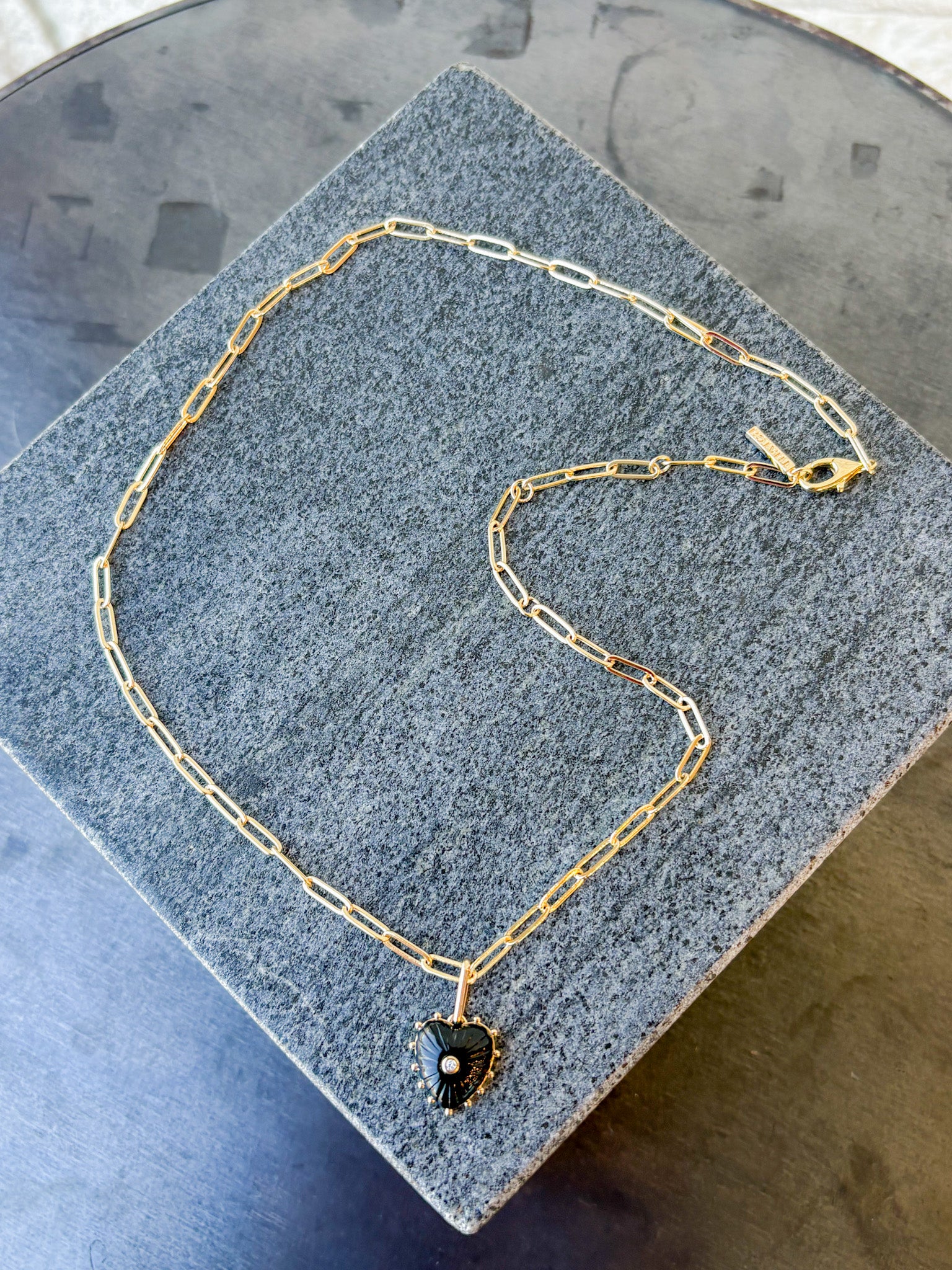 Isabel Onyx Heart Necklace