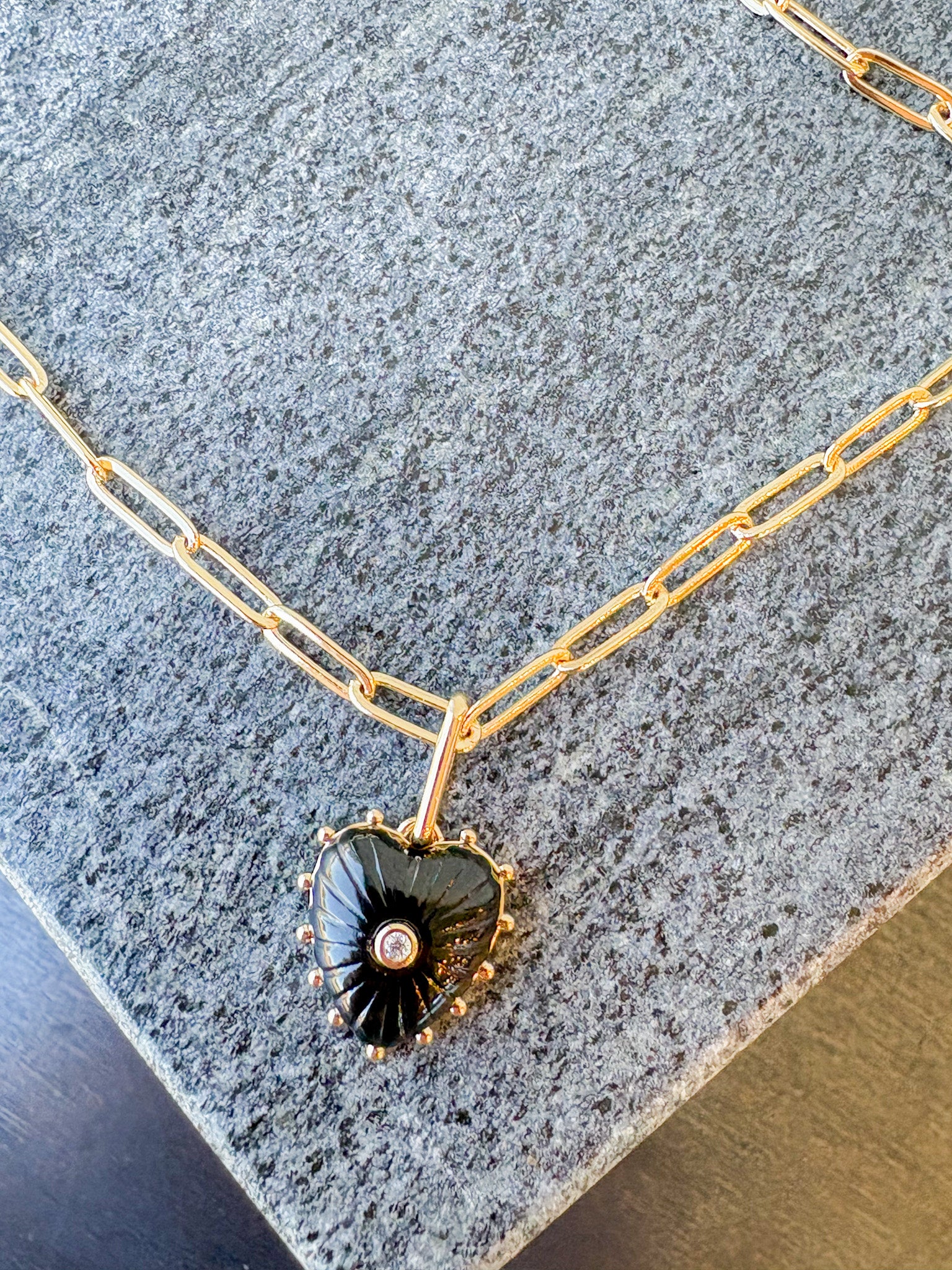 Isabel Onyx Heart Necklace