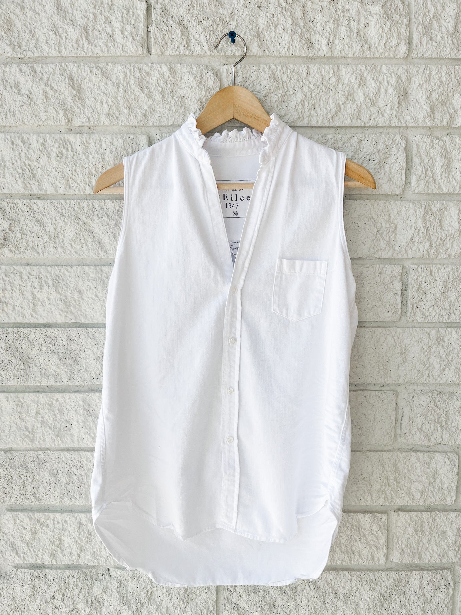 Fiona Ruffle Collar Sleeveless Button-Up Shirt